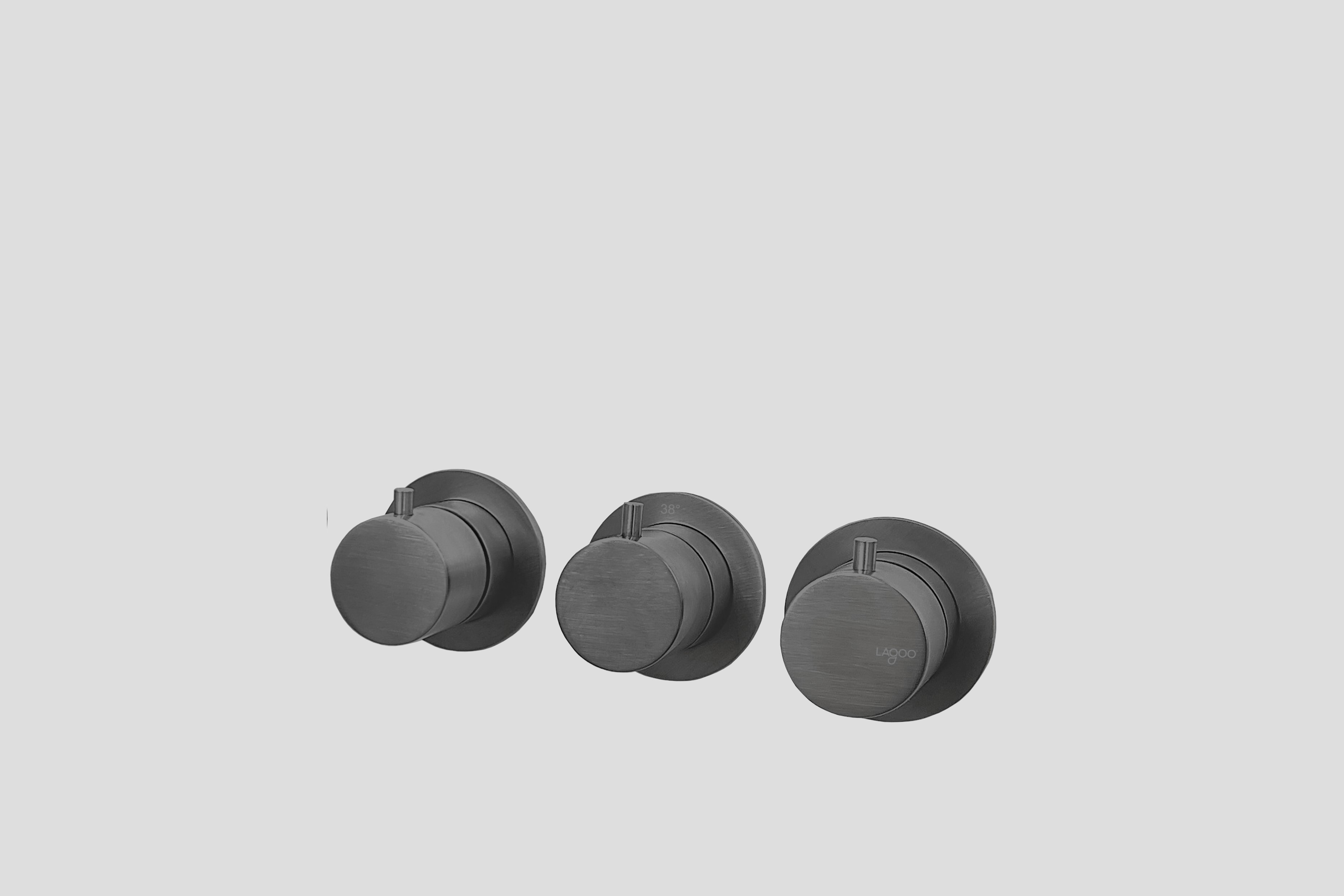 Lagoo Garda Inbouw douche/bad thermostaat Tripple7 met 3-weg omstel G2275GM Brushed Gun Metal PVD