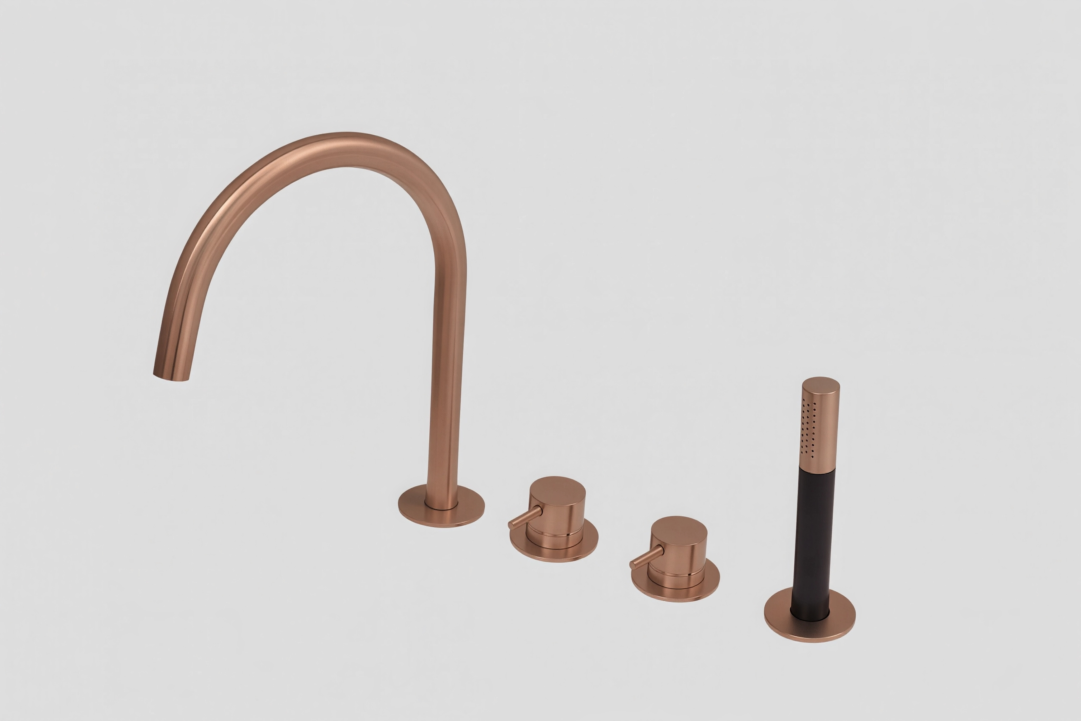 Lagoo Garda badrandcombinatie met mengkraan uitloop 2-weg omstel en handd. staaf G3210BK Brushed Copper PVD