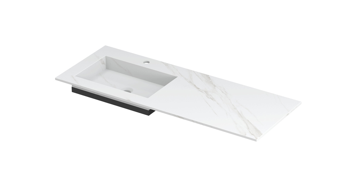 INK Post wast. keramische slab envelop bak L m. 1 krgt. H10xB1200xD450 Calacatta mat / 210610