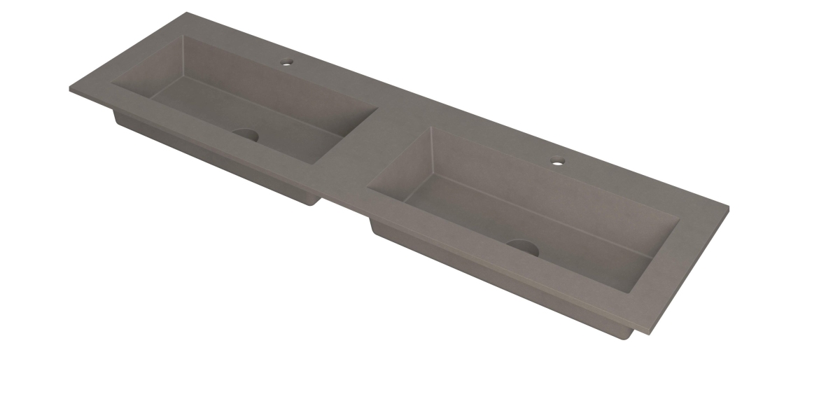 INK Kraft wastafel dubbele bak m. 2 krgtn 3417382 Quartz beton H10xB1600xD450