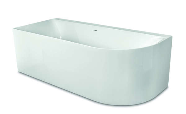 Luca vrijstaand hoekbad rechts afgerond met overloop 180x80x60cm Wit glans