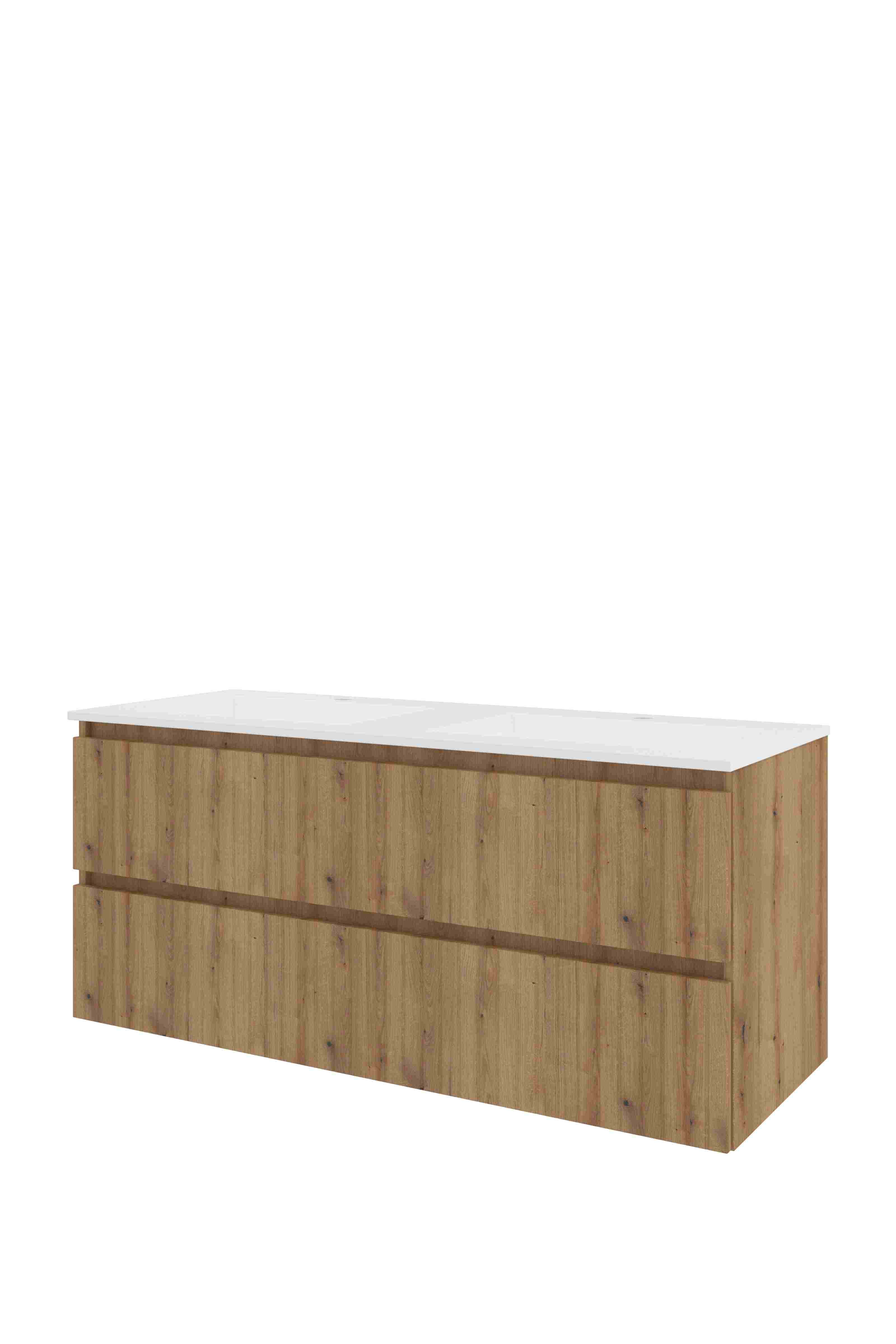 Proline Set polystone Elegant wast. met 2 kr.gaten en onderkast sym. gefr. 1818551 Urban oak/Mat wit 1200x460x540