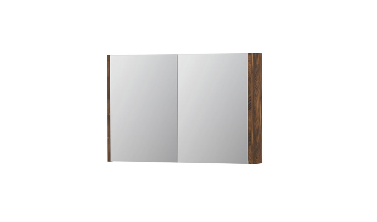 INK SPK1 spiegelkast m. 2 dubbelzijdige spiegeldeuren en stop/schak. 1110614 Noten H600xB900xD140