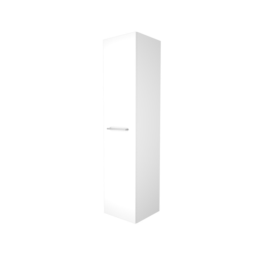Basic hoge kast 1 deur met greep incl. glazen legplanken 1806901 Ice White H1500xB350xD350
