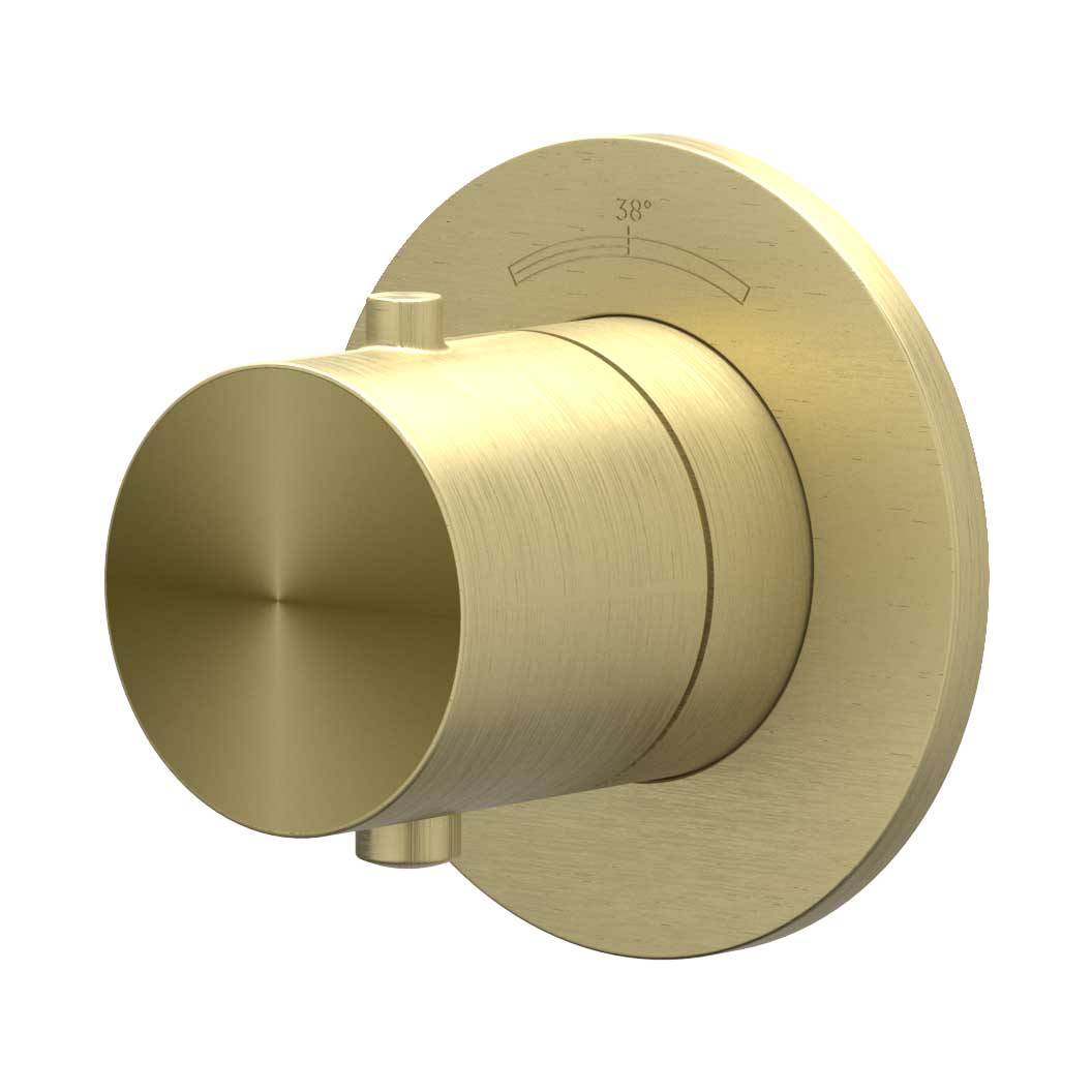 IVY Concord Afbouwdeel inbouwthermostaat symmetry met rond rozet 6201212 RVS316 gebr. mat goud PVD