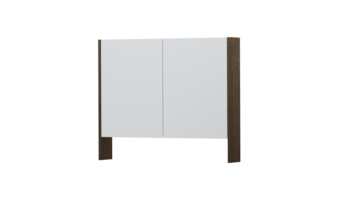 INK SPK3 spiegelkast m. dubbel gesp. 2 deuren icm open planchet en stop/schak. 1110178 massief eiken Charcoal H740xB900xD140