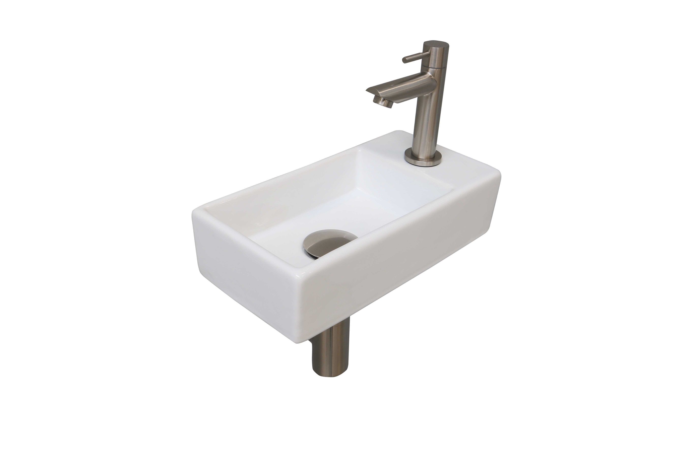 INK fonteinpack pors. R incl. kraan sifon plug en montageset 1805366 Glans wit/Brushed nickel H90xB360xD180