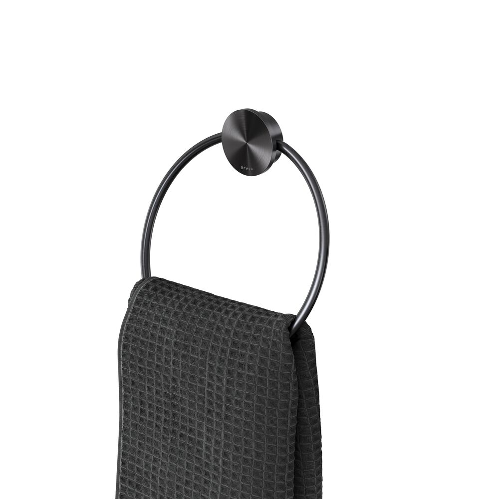 Geesa Opal handdoekring 917204-09 geborsteld zwart metaal