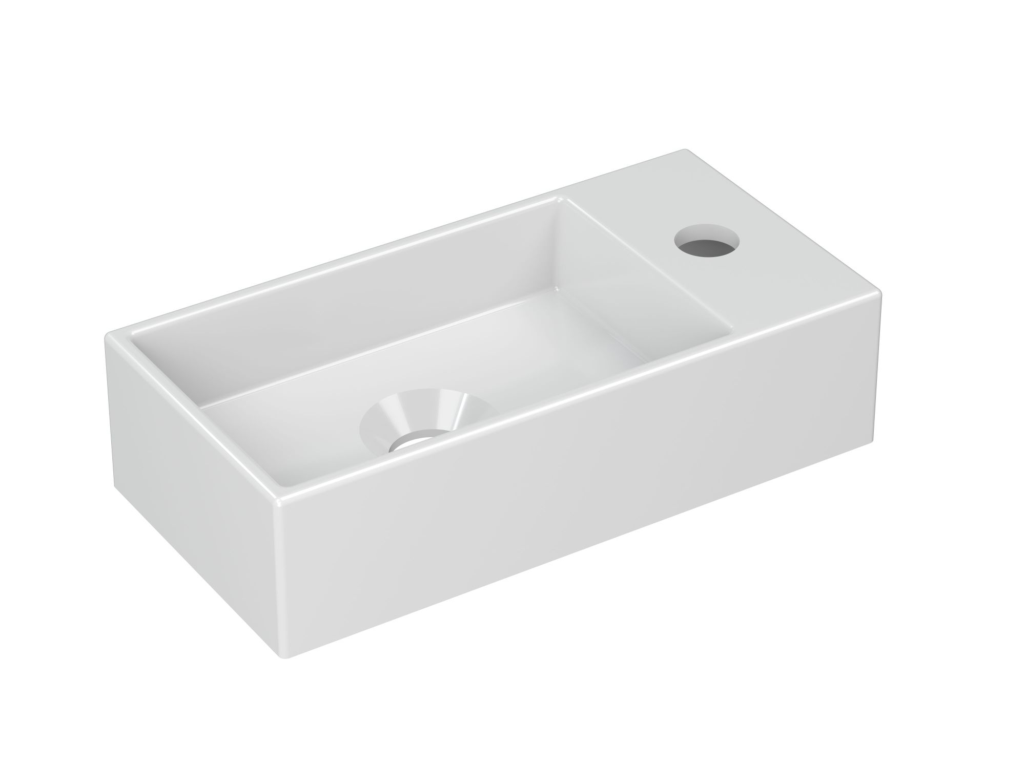 INK Versus Fontein porselein rechts met krgt. 3404241 Glans wit H90xB360xD180