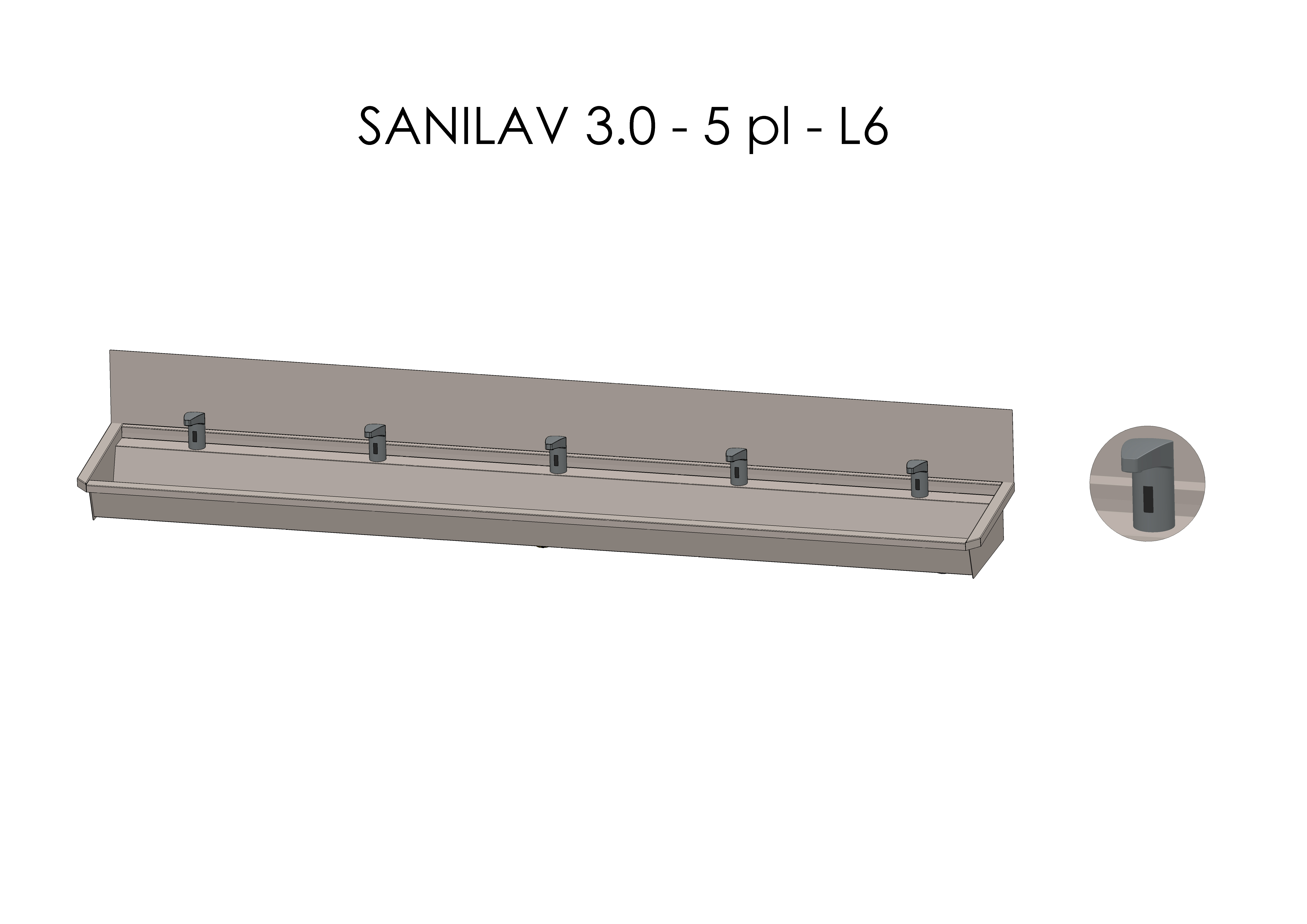 Intersan Sanilav muurwastrog rvs 5p 300 elektr. mengkr. SANILAV 3.0-5- L6
