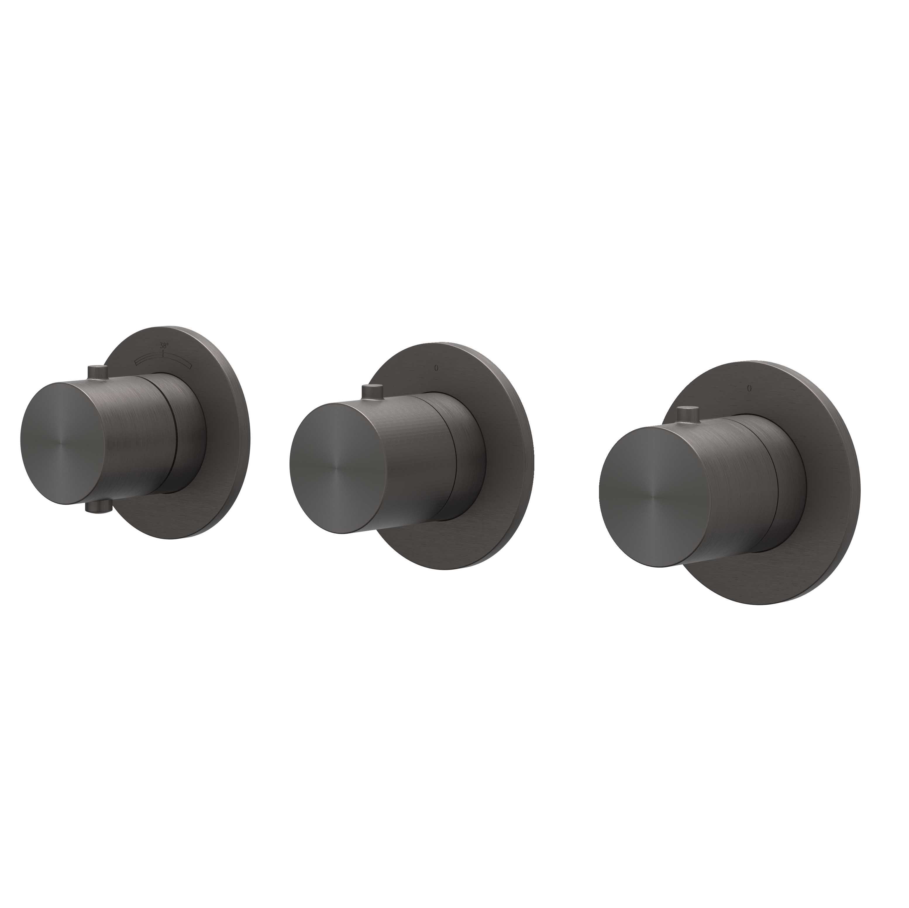 IVY Concord Afbouw inbouwtherm. m/2 stopkranen symmetry m/ronde rozetten 6201314 RVS316 gebr. carbon black PVD