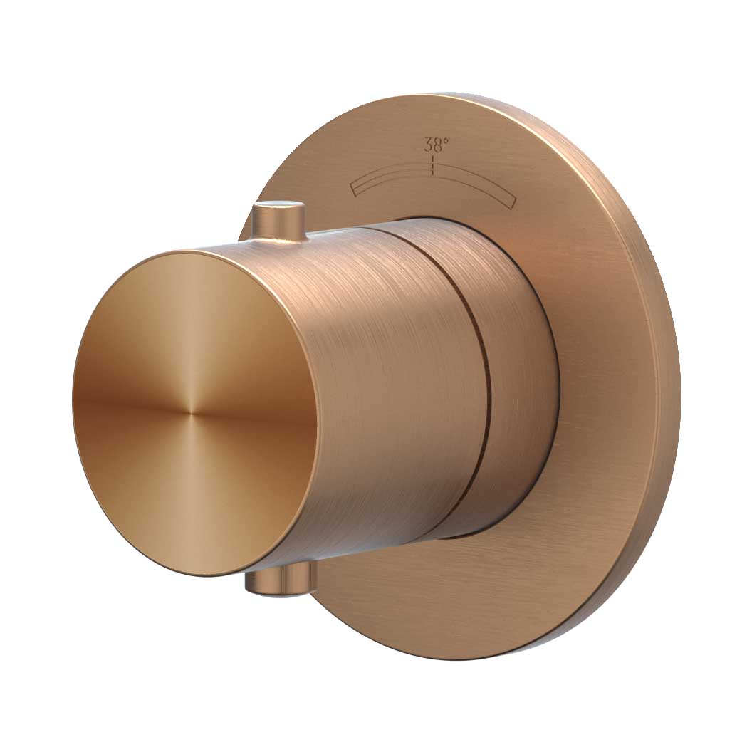 IVY Concord Afbouwdeel inbouwthermostaat symmetry met rond rozet 6201213 RVS316 gebr. mat koper PVD