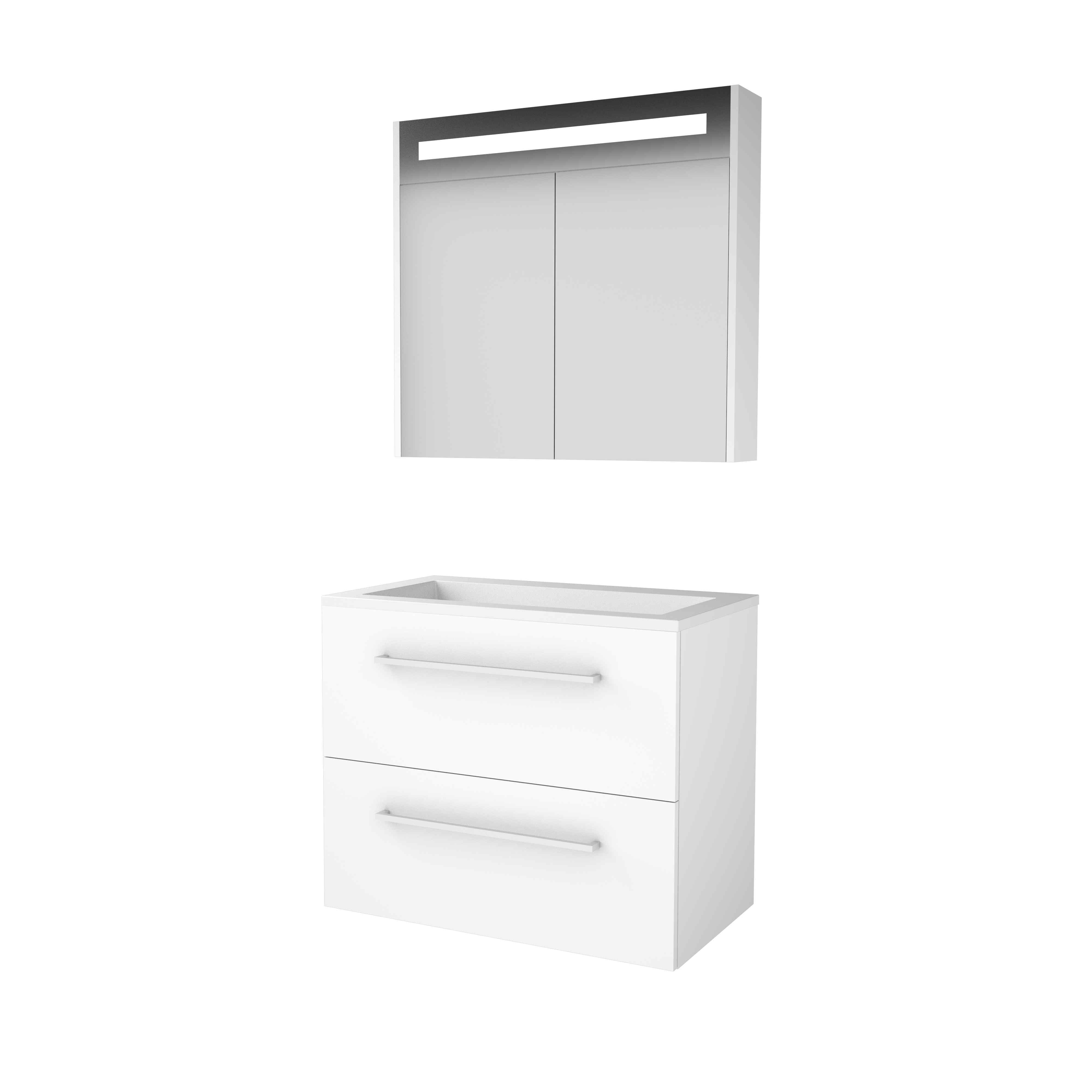 Basic Premium 46 set 120x46cm met gr. 4 la Acryl wast. 0 krgt. incl. kast m. verl. P46GR120AIW Ice White