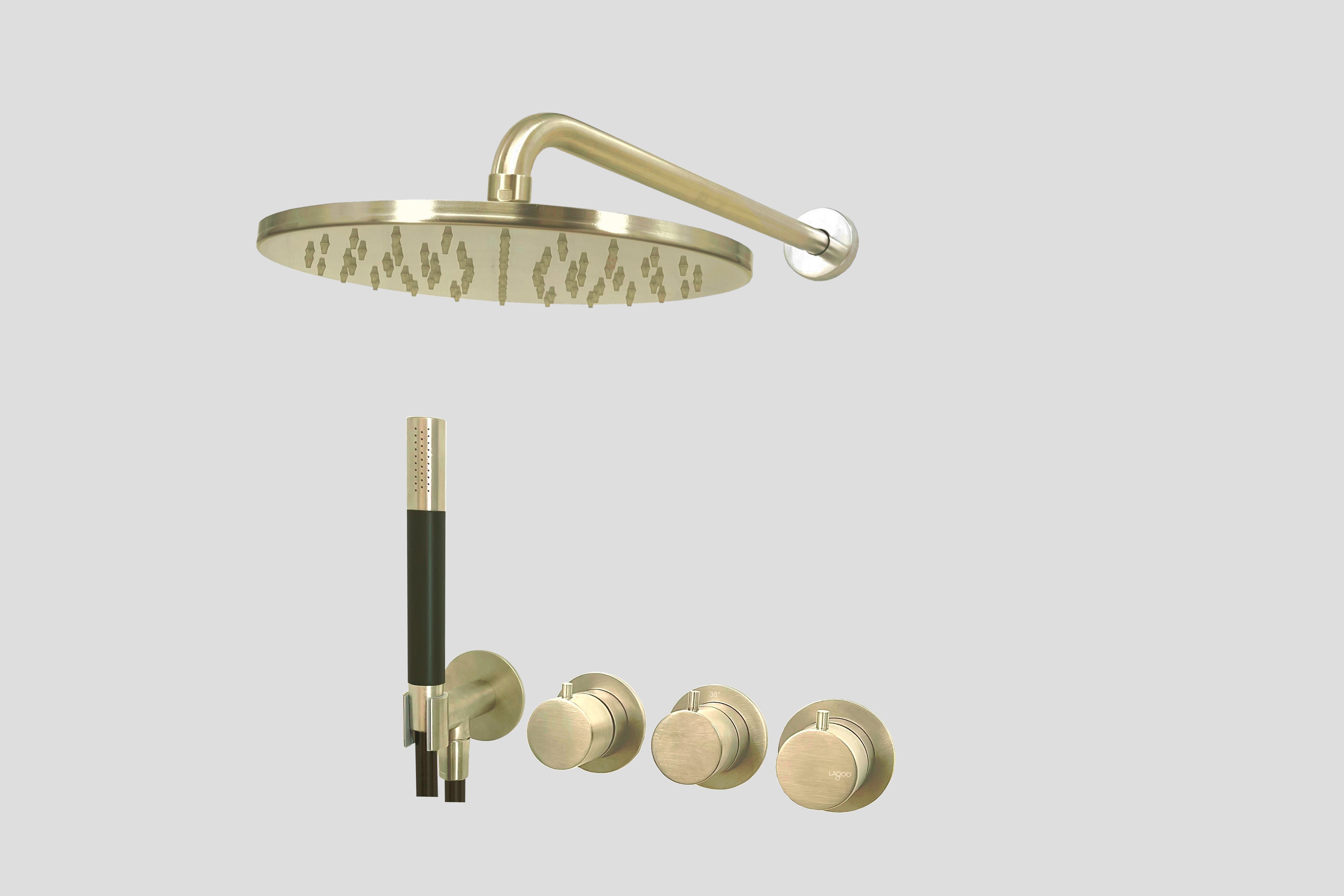 Lagoo Garda Lagoo Voordeel Set: thermostatische douche set Tripple7 LVS3PG Brushed Champagne PVD