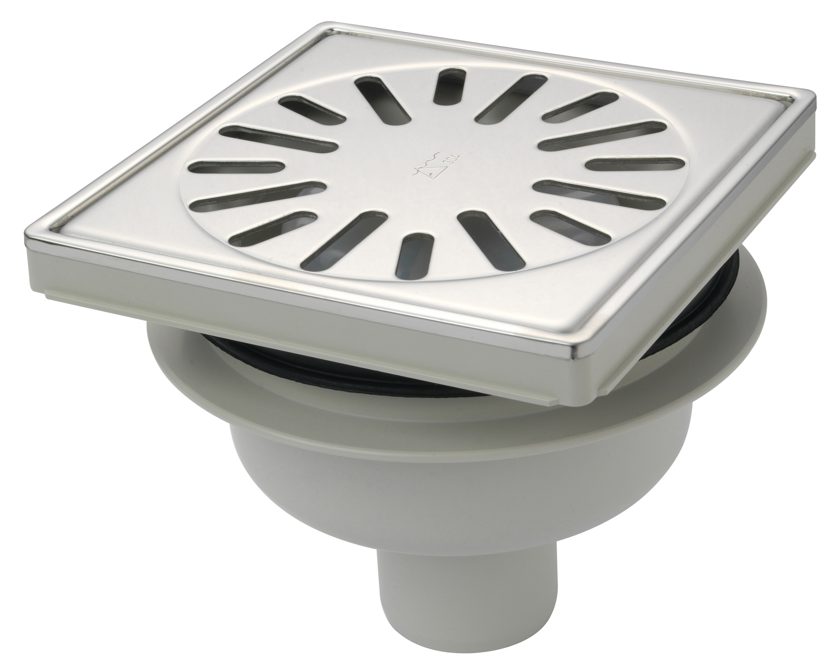 Aquaberg ABS put m/RVS rooster onder uitlaat verstelbaar vert-hor 4015R 15x15cm