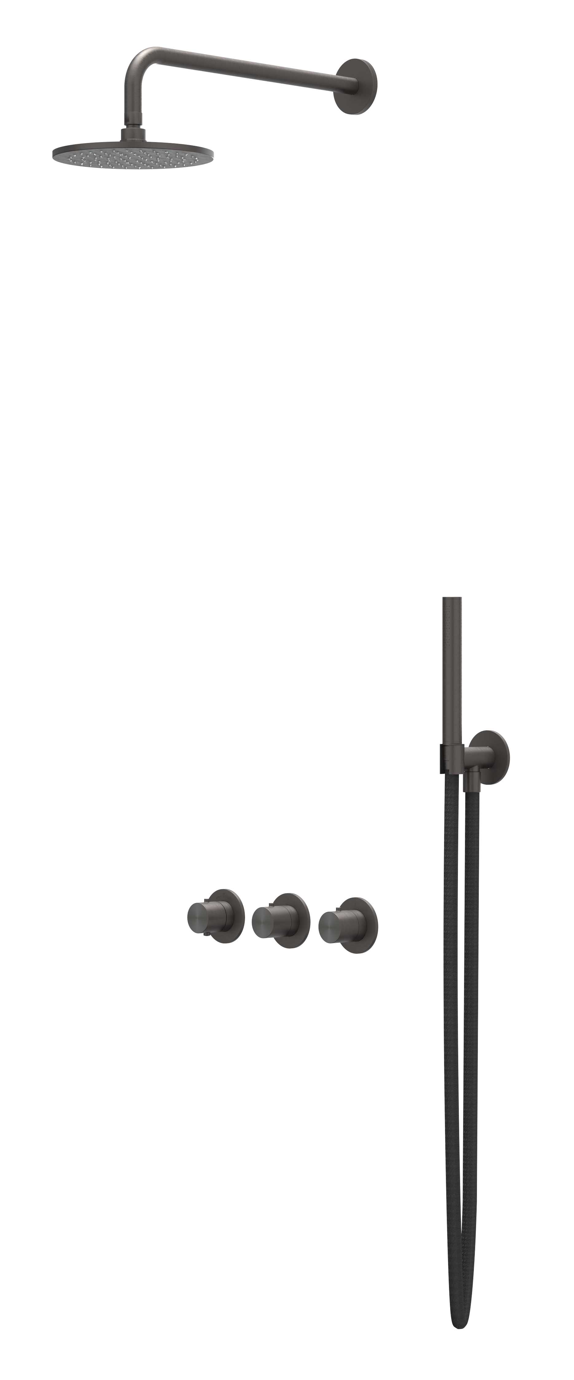 IVY Concord Inbouwset 2 stopkr.  plaf-30 20cm me glijst.  en staafhdd CSC4ICBAACB RVS316 gebr carbon black PVD