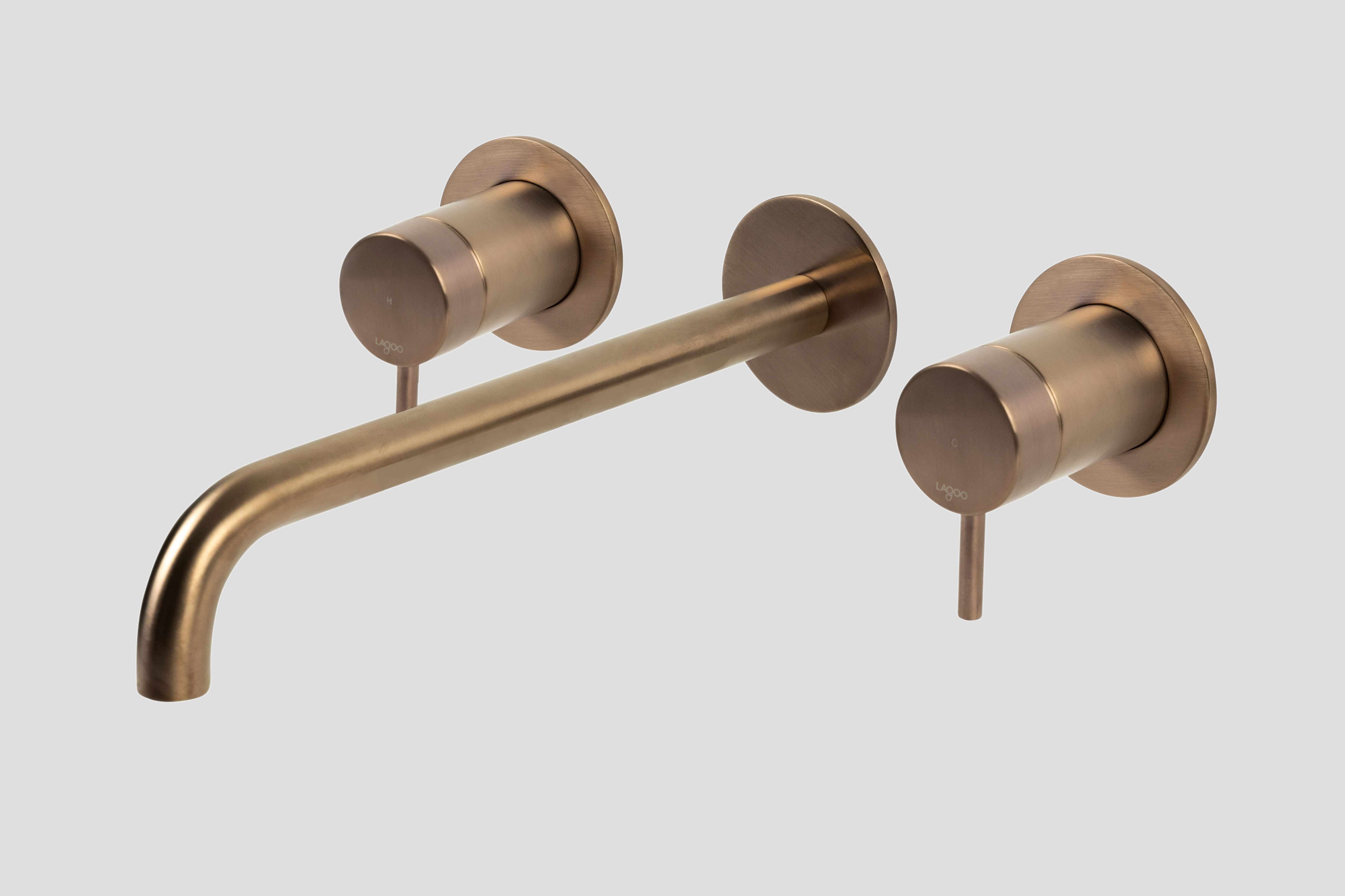 Lagoo Garda inbouw wastafelmengkraan 2 greeps afb.deel met uitloop 26 cm G1204-26BK Brushed Copper PVD