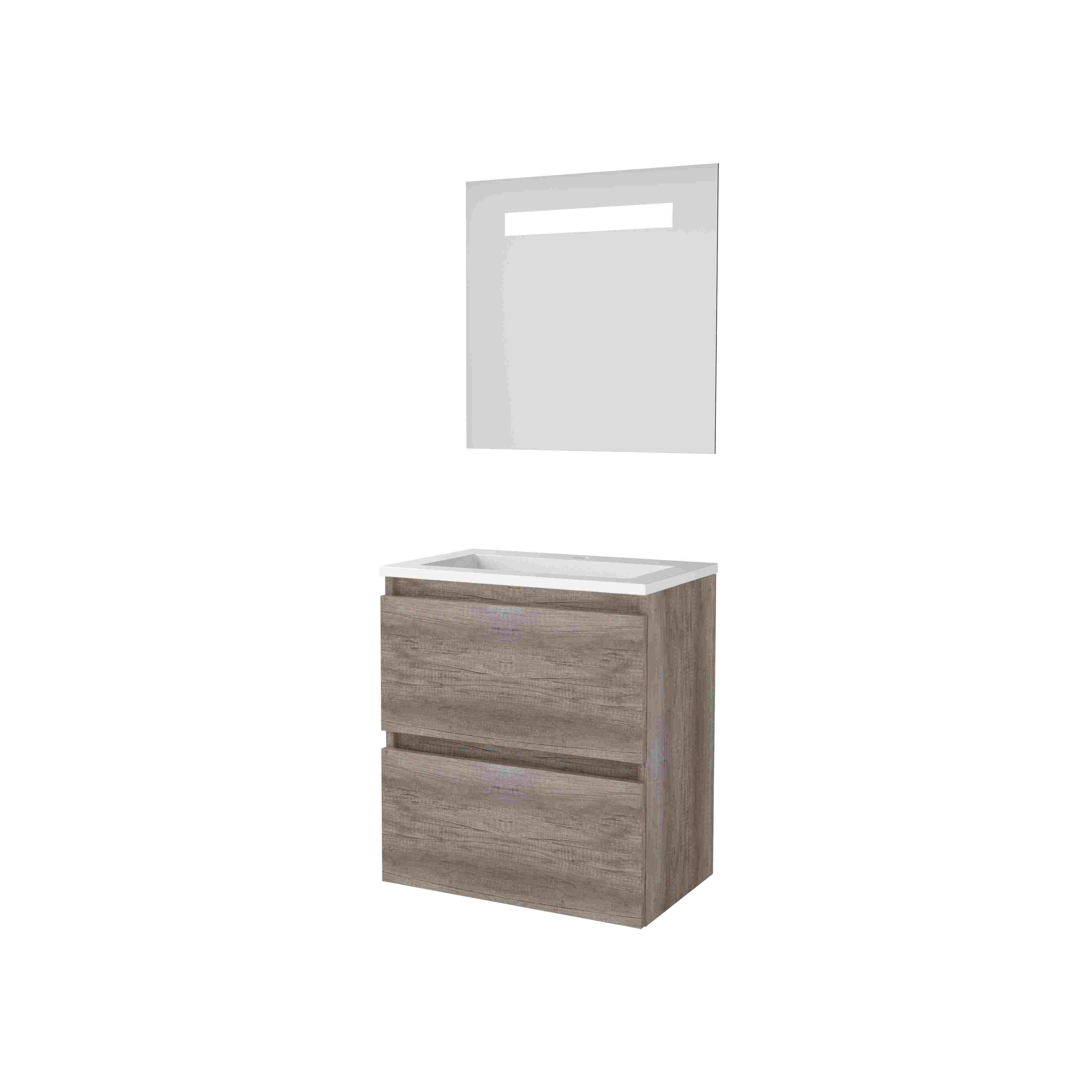 Basic Economic 39 set 60x39cm greepl. 2 la Acryl wast. 1 krgt. incl. spiegel m. verl. E39GL60A1SO Scotch Oak