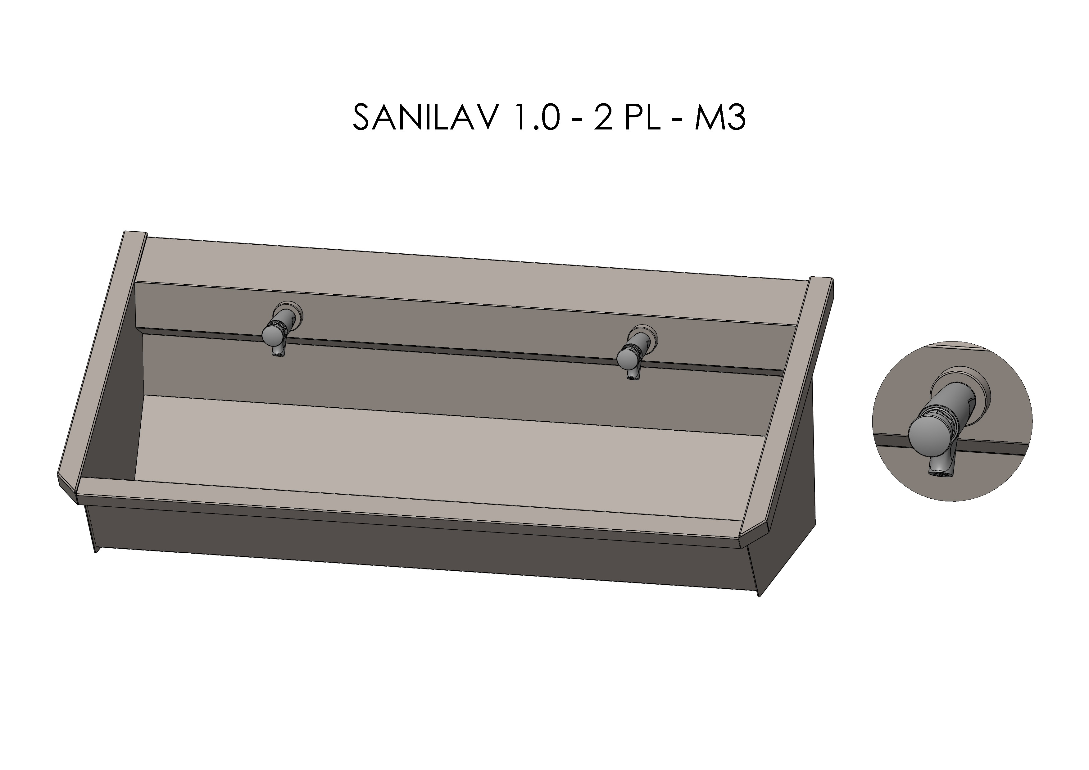Intersan Sanilav muurwastrog rvs 2p 120 muurkraan SANILAV 1.0-2-M3