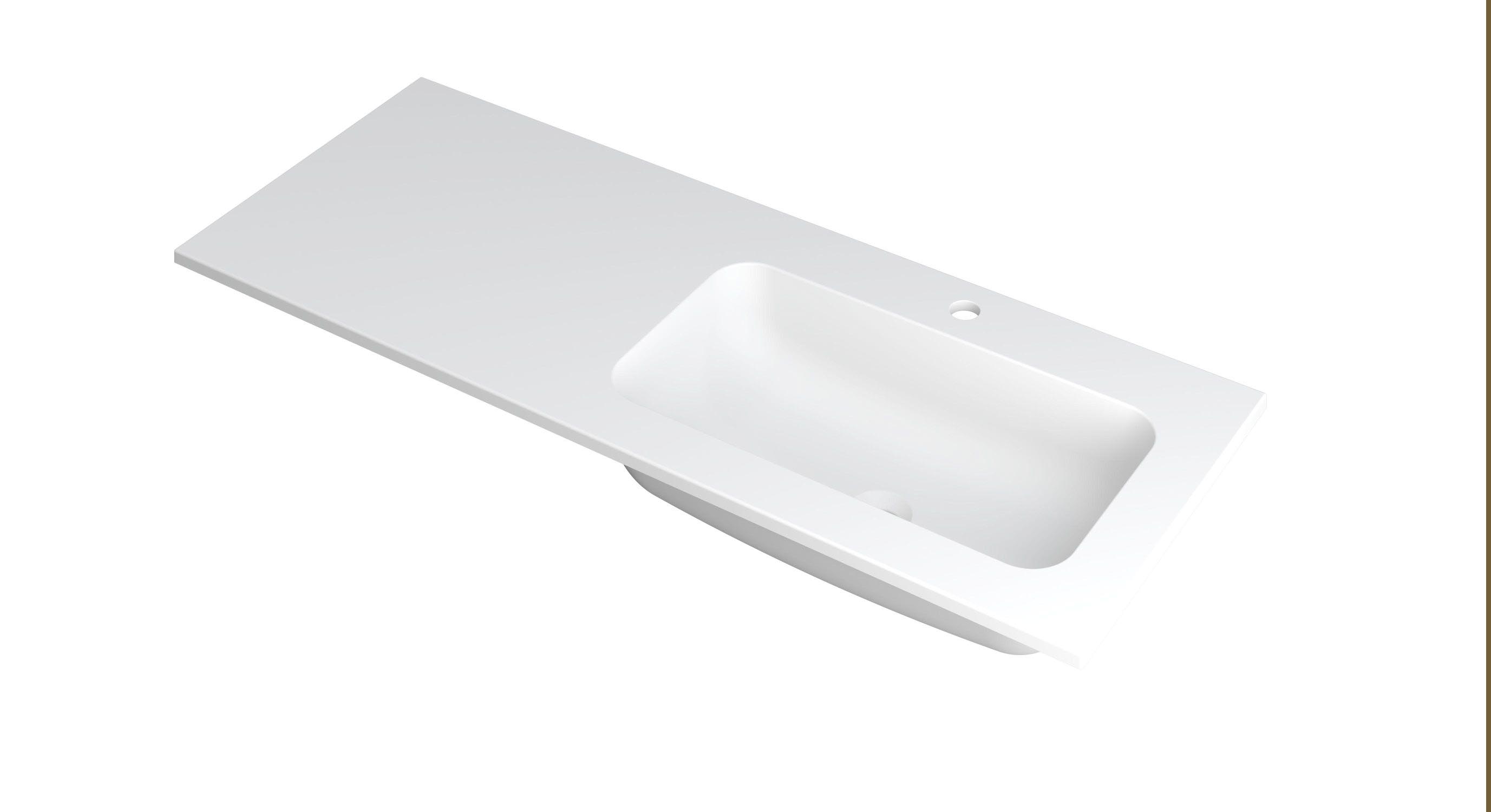 INK Faktor wast. polystone rechts met 1 krgt. 3407228 Mat wit H15xB1200xD450