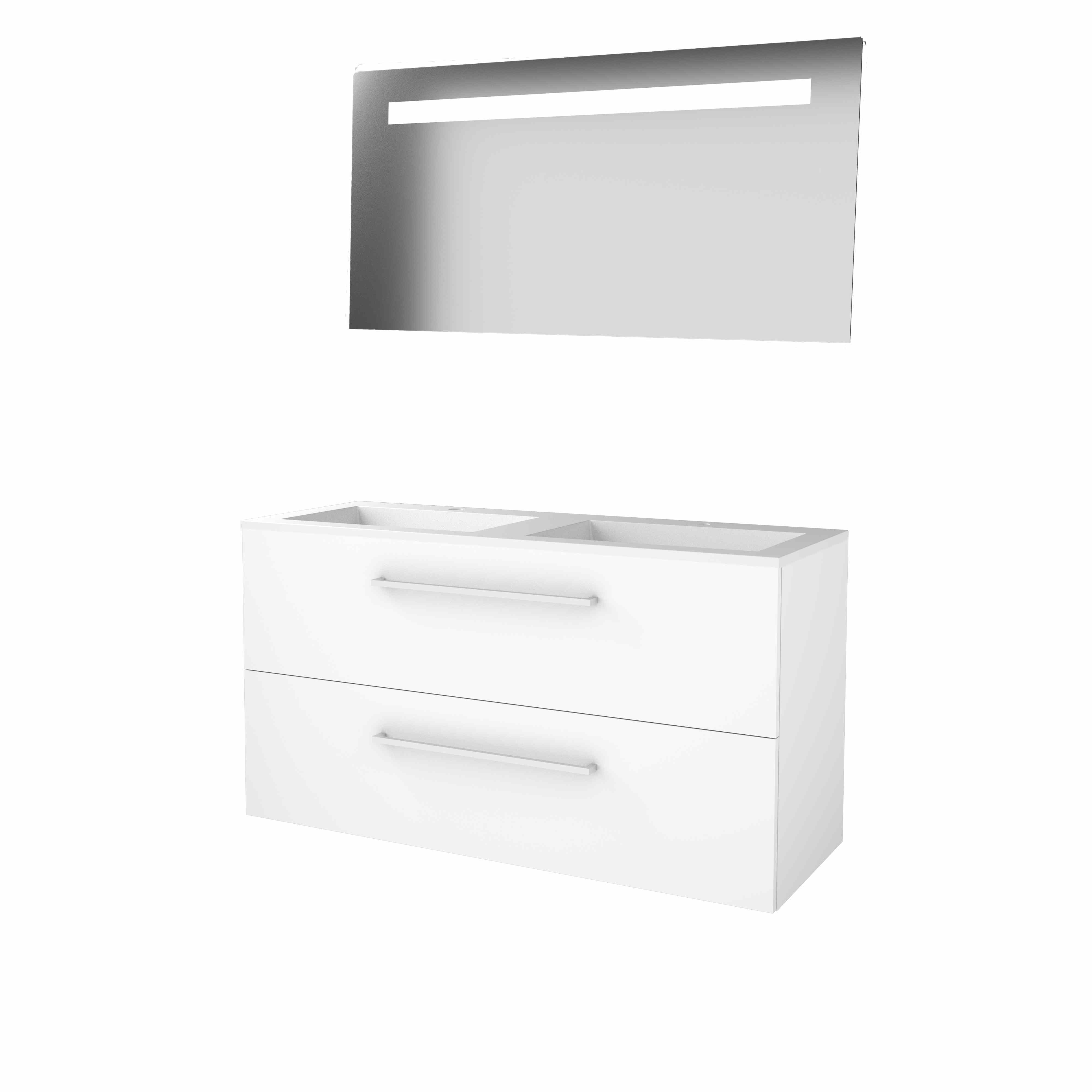 Basic Economic 46 set 120x46cm met gr. 4 la Acryl wast. 2 krgt incl. spiegel m. verl. E46GR120A2IW Ice White