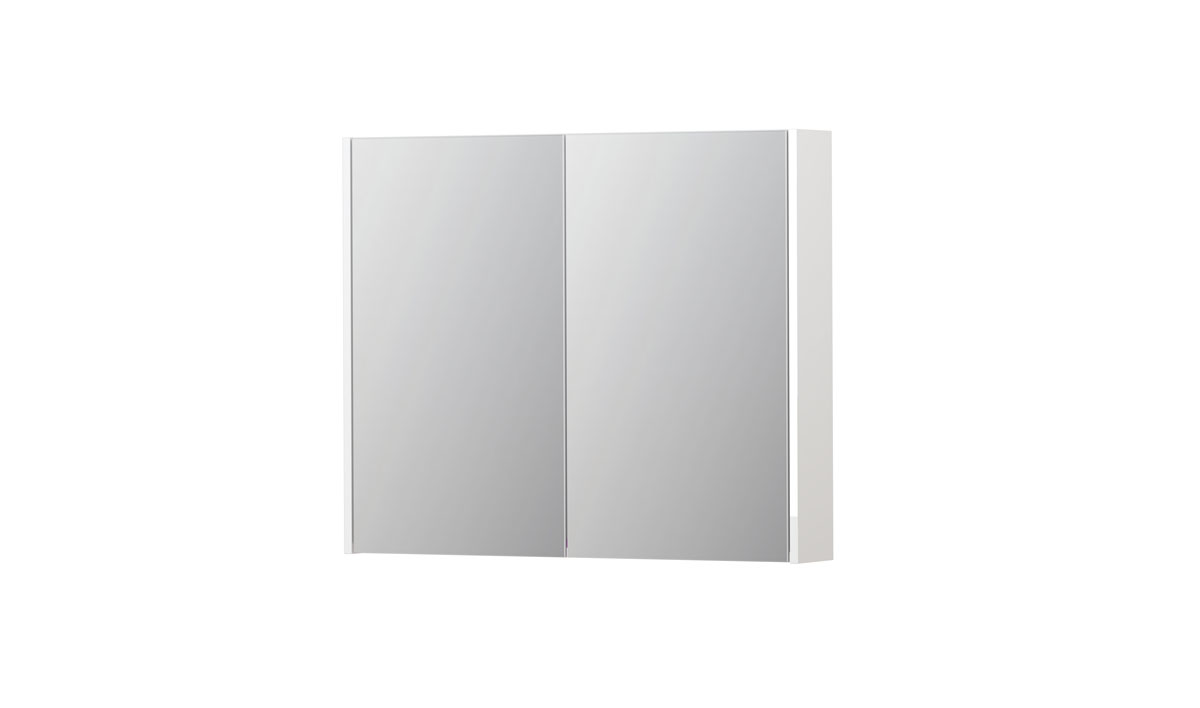 INK spiegelkast met 2 dubbelz. spiegeldeuren en stopc./schak. 1105256 Hglans wit H730xB900xD140