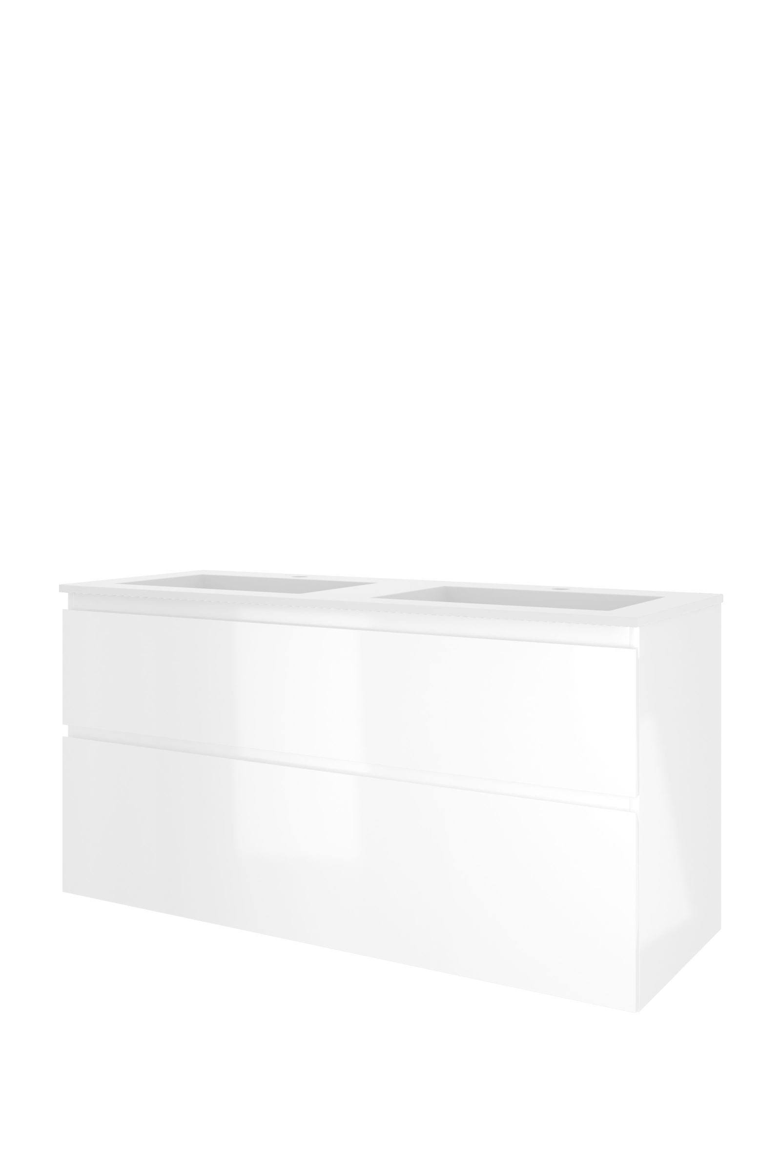 Proline set polystone Elegant wast. met 2 krgt. en onderk. a-sym. 1816494 Glans wit/Mat wit H620xB1200xD460