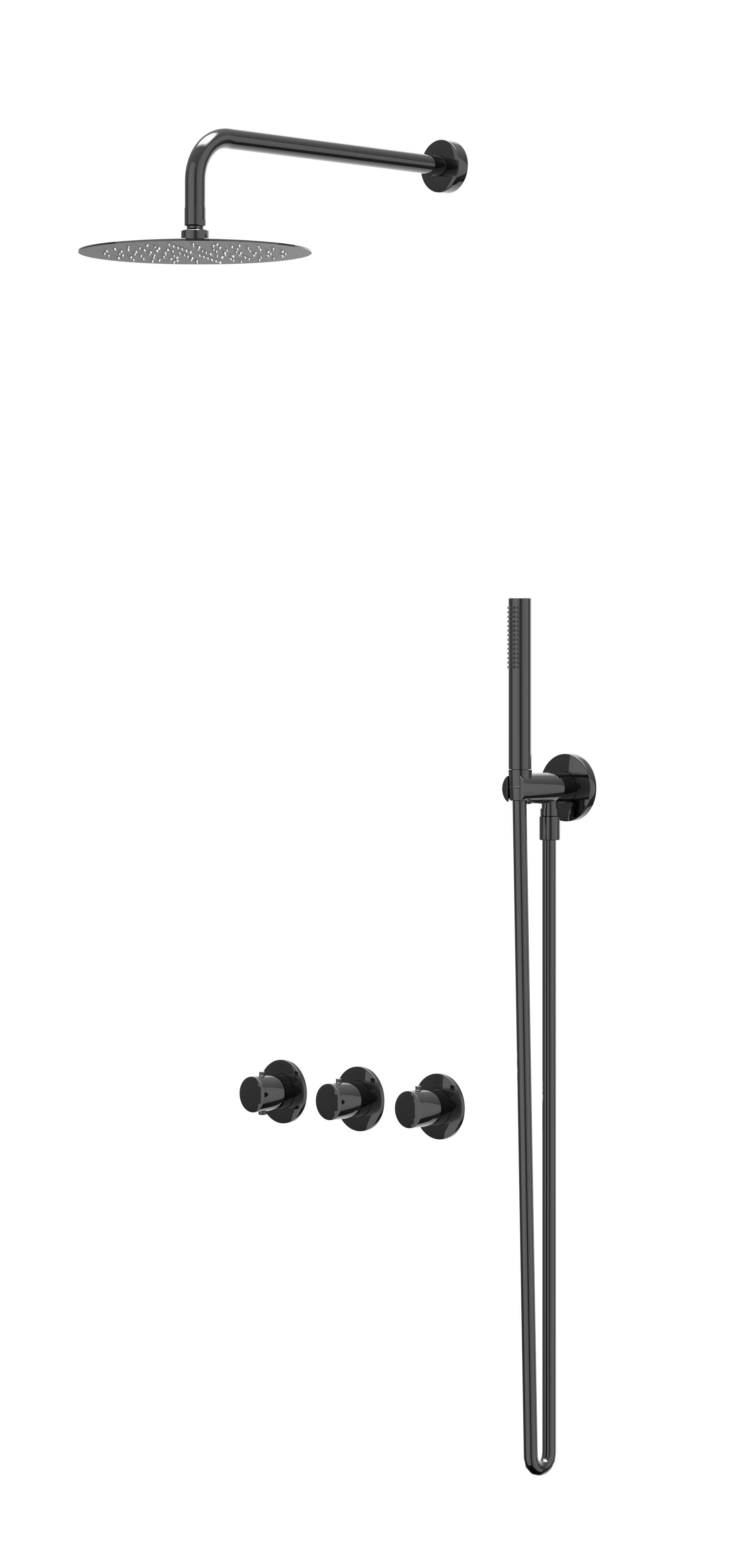 IVY Bond Inbouwset 2 stopkr.  plaf-30 20cm sl houder  en staafhdd CSB4ZCAACA Zwart chroom PVD