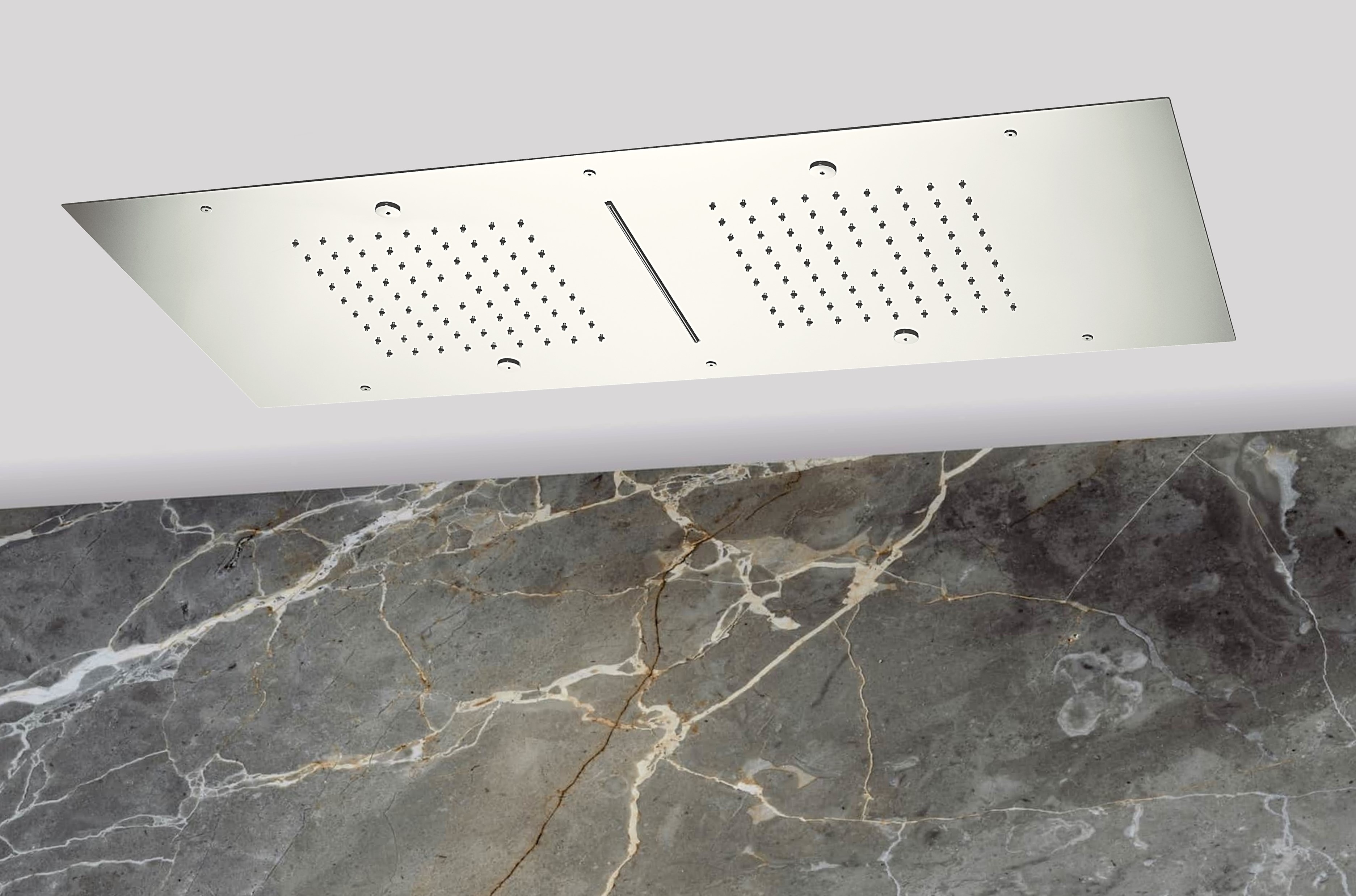 Lagoo Nesso Hoofddouche LED it Rain 950 x 400 m. 2 regen cascade nevel m. multi color LED incl. afst N8257BN Brushed Nickel