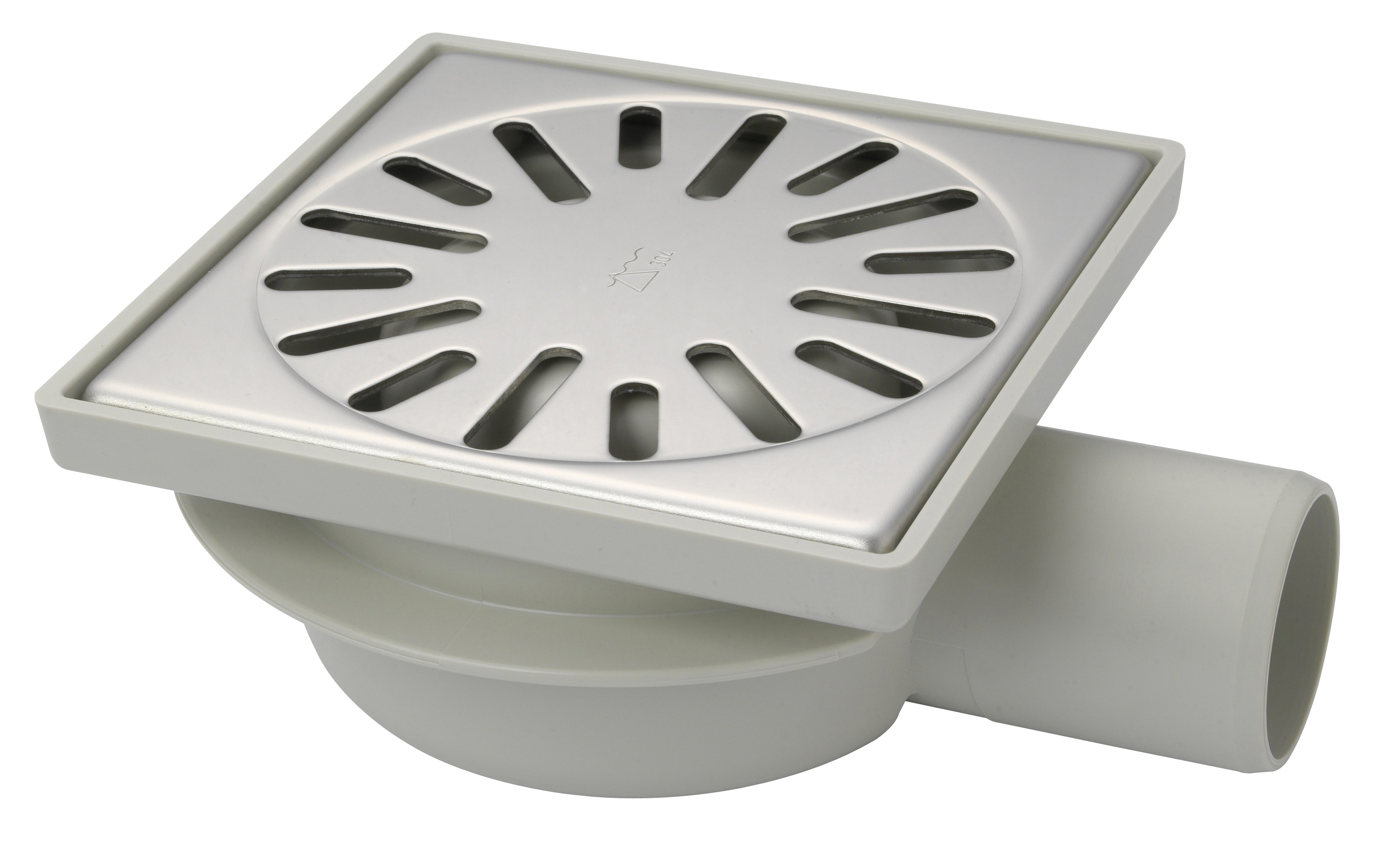 Aquaberg ABS put m/RVS rooster laag zij-uitlaat 4116 15x15cm