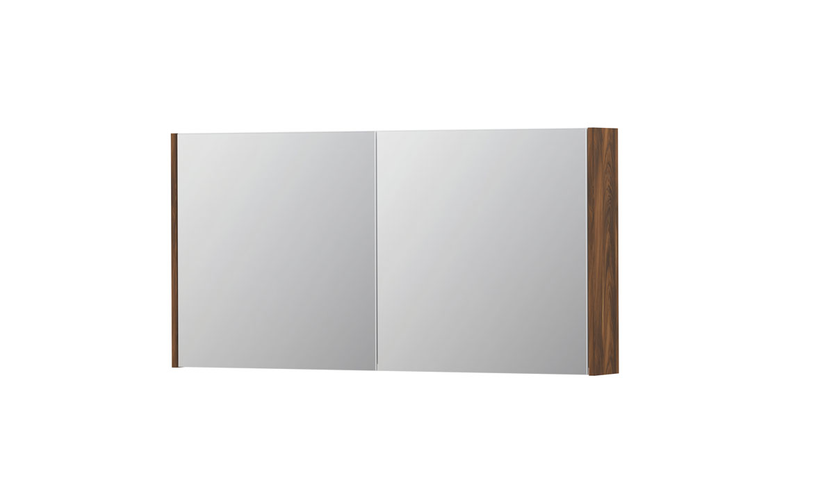 INK SPK1 spiegelkast m. 2 dubbelzijdige spiegeldeuren en stop/schak. 1110714 Noten H600xB1200xD140
