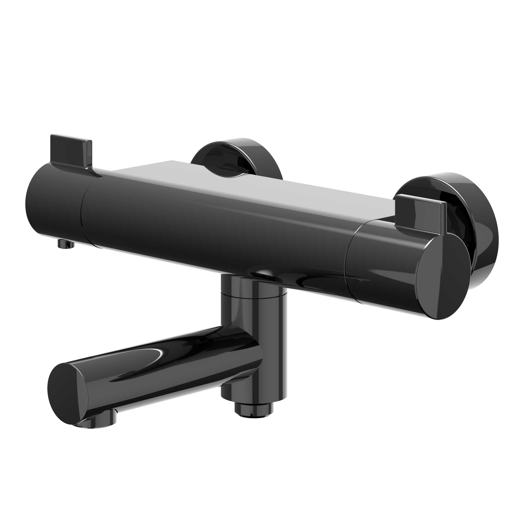 IVY Pact Badtherm.kraan opbouw m/wegdraaibare baduitloop m/omstel 6302007 Zwart chroom PVD