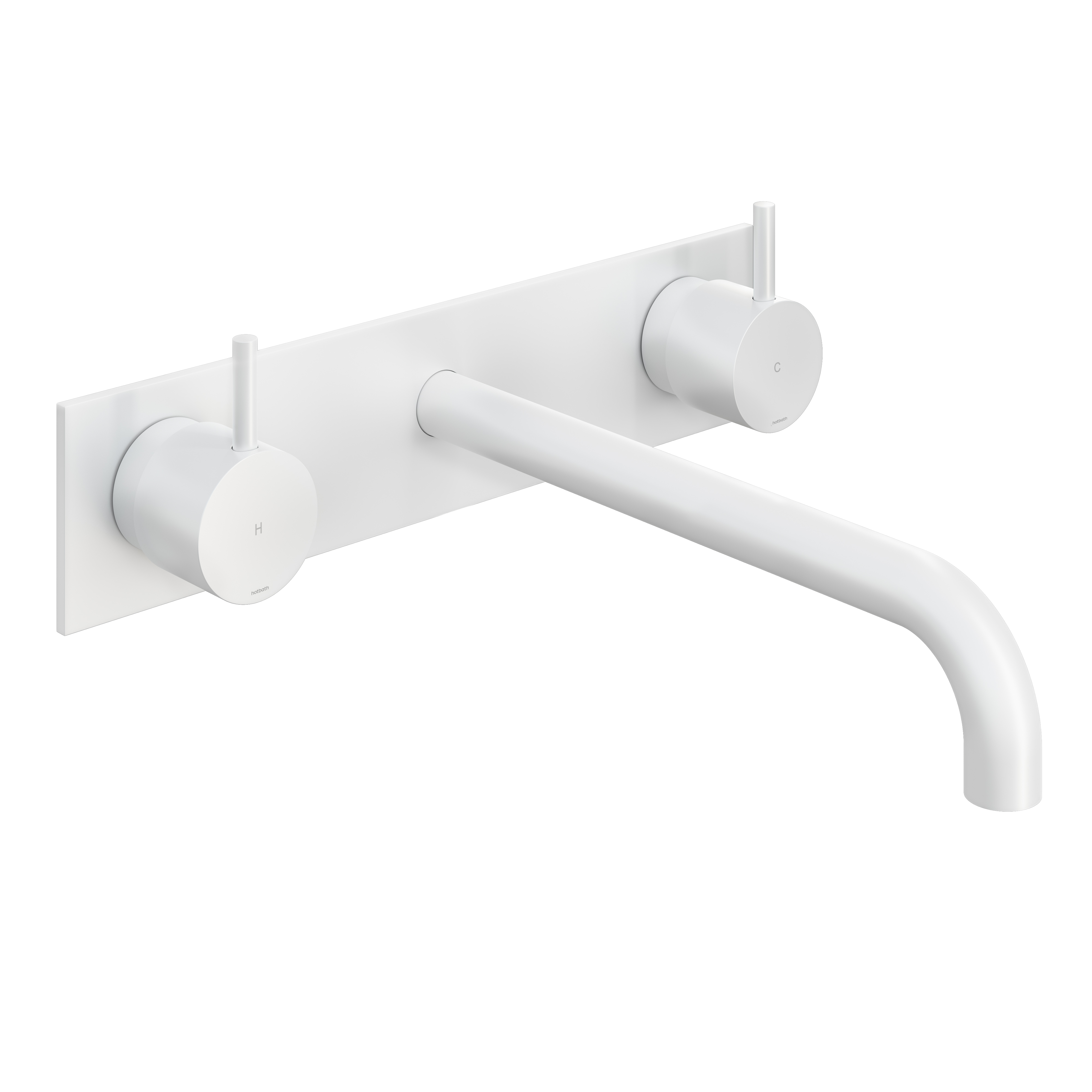 Hotbath afbouwdeel wastafelmengkraan 3 gats met plaat en 25 cm uitloop CB006TEXT25WH Mat Wit