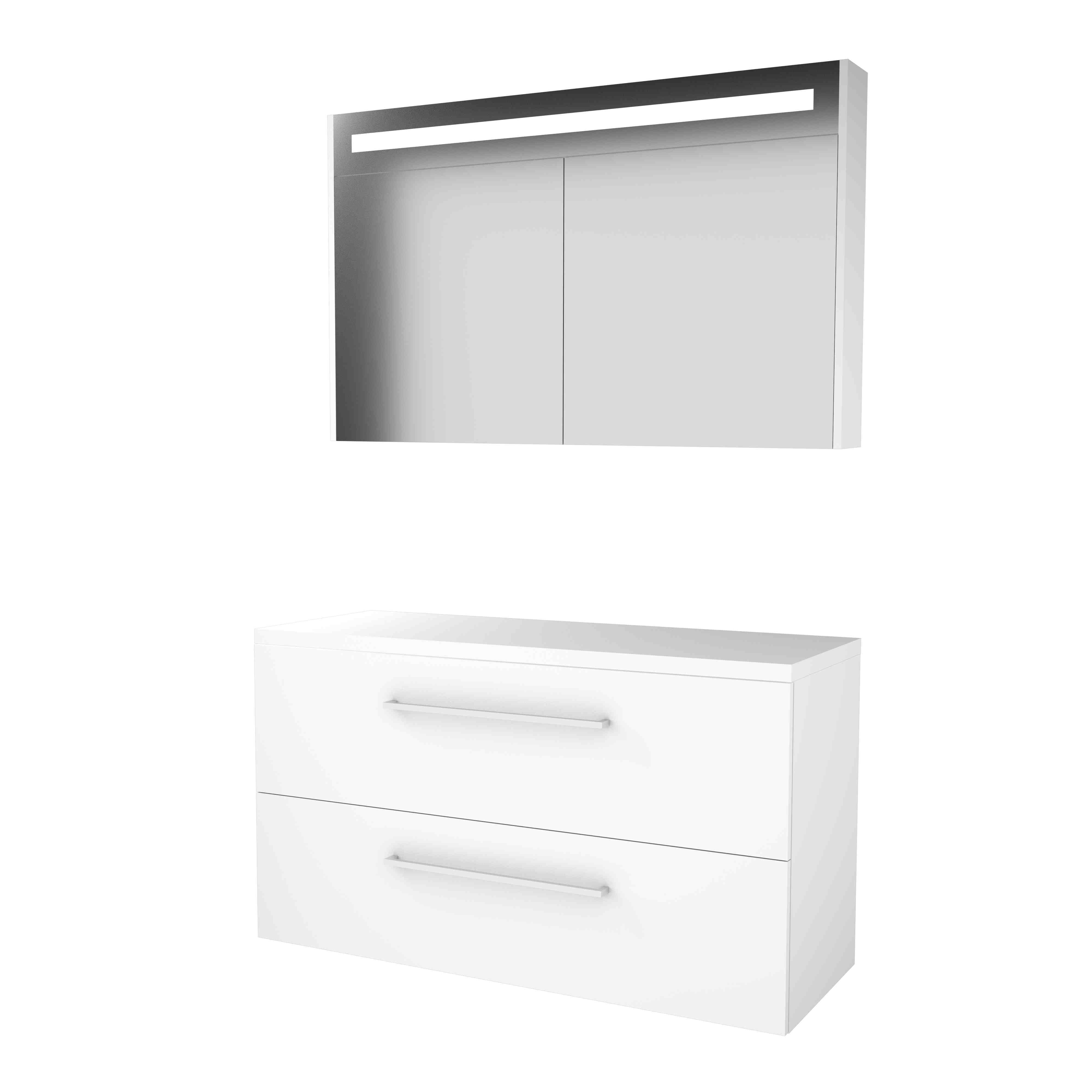 Basic Prem. 46 onderk. m. gr. incl. 2 la + afdekplaat incl. sp.kast m. geint. Led B1200xD460 Ice White / 1813666