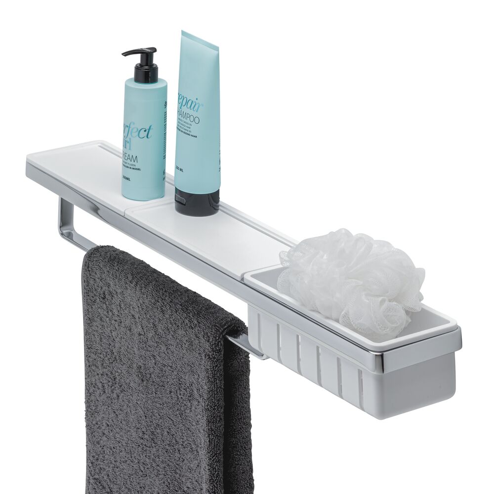 Geesa Frame Planchet met handdoekhouder en douchemand Wit / Chroom 918854-02-630