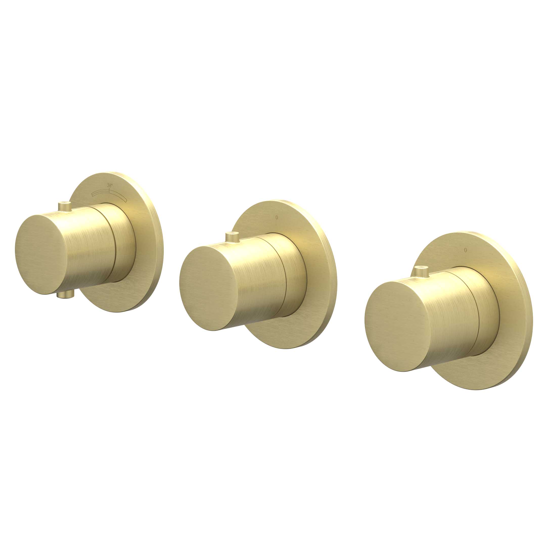 IVY Bond Afbouw inbouwtherm. m/2 stopkranen symmetry m/ronde rozetten 6202474 gebr. mat goud PVD