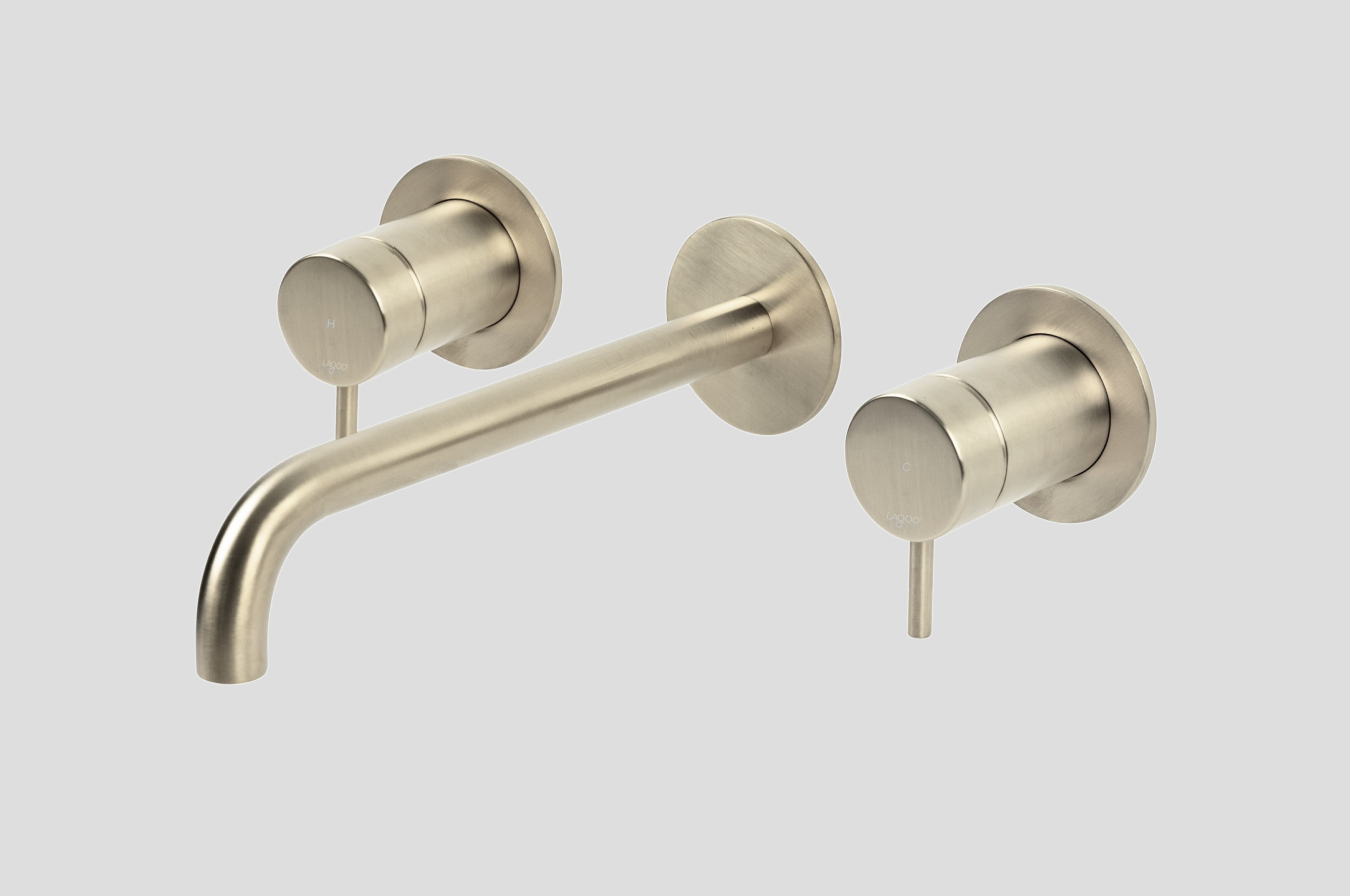 Lagoo Garda inbouw wastafelmengkraan 2 greeps afb.deel met uitloop 22 cm G1204-22BN Brushed Nickel