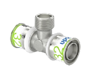 Uponor S-Press Plus pers verloop teestuk buitendraad 32mm x 3/4 x 32mm  (1070594)