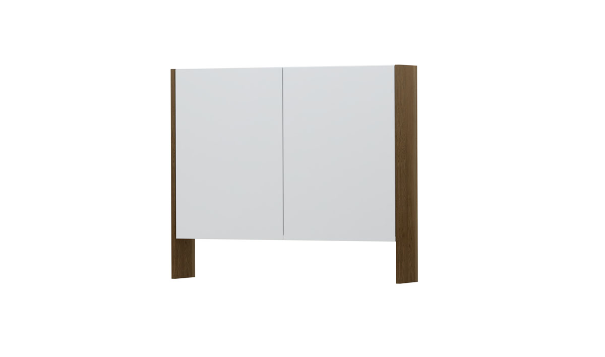 INK SPK3 spiegelkast m. dubbel gesp. 2 deuren icm open planchet en stop/schak. 1110176 massief eiken Ash grey H740xB900xD140