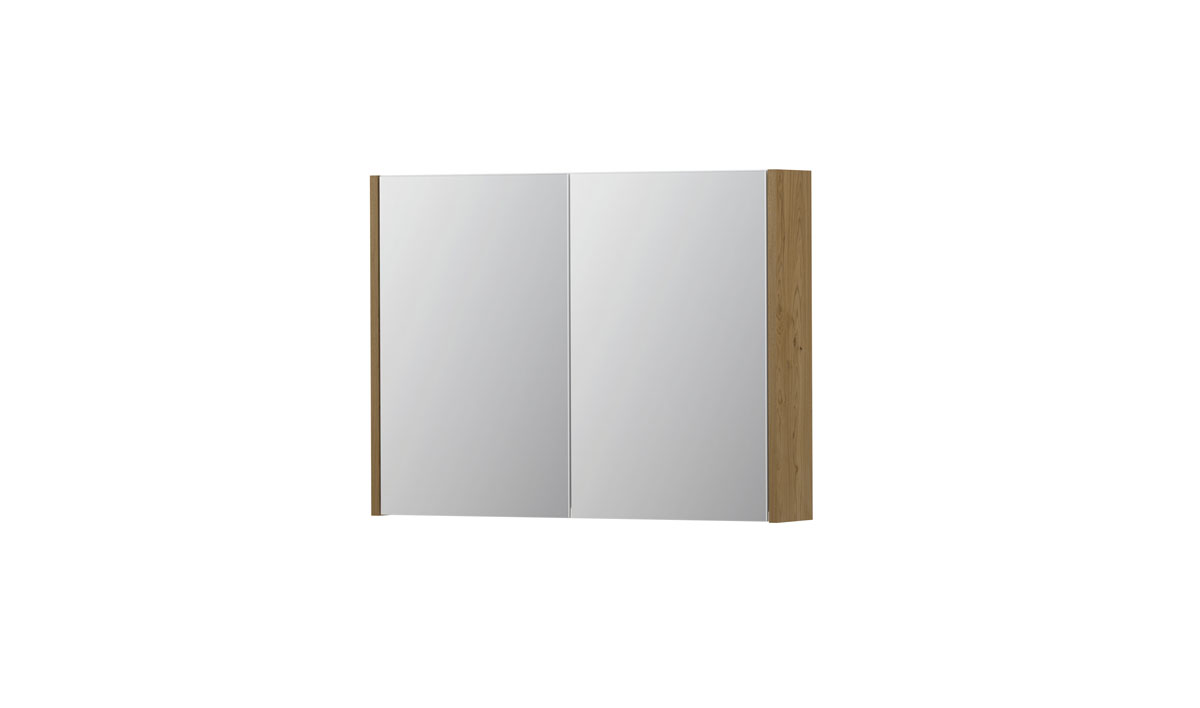 INK SPK1 spiegelkast m. 2 dubbelzijdige spiegeldeuren en stop/schak. 1110571 Natur fineer H600xB800xD140