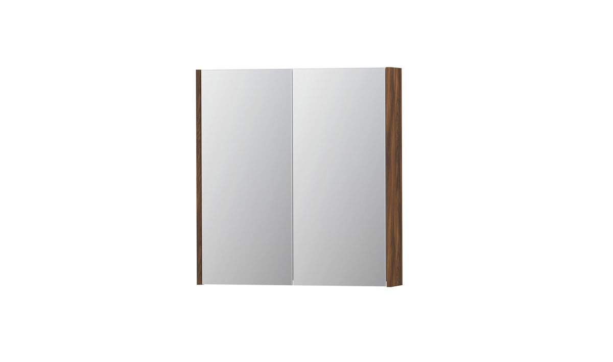 INK spiegelkast met 2 dubbelz. spiegeldeuren en stopc./schak. 1105164 Noten H730xB700xD140