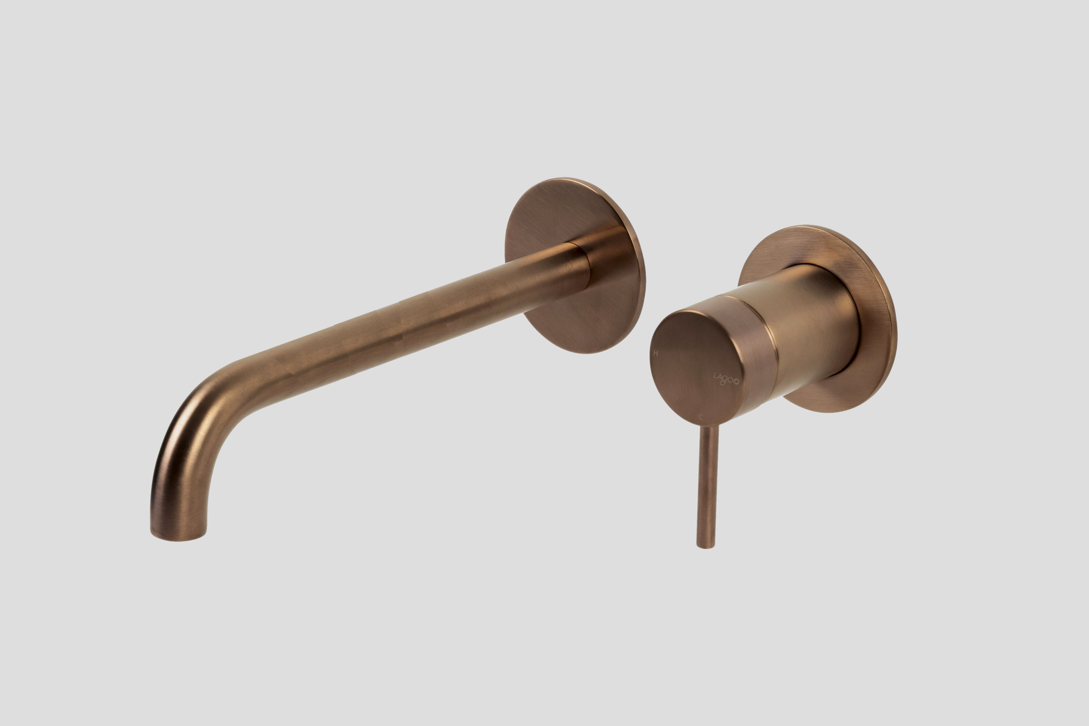 Lagoo Garda inbouw wastafelmengkraan afb.deel met uitloop links 22 cm G1200-22BK Brushed Copper PVD