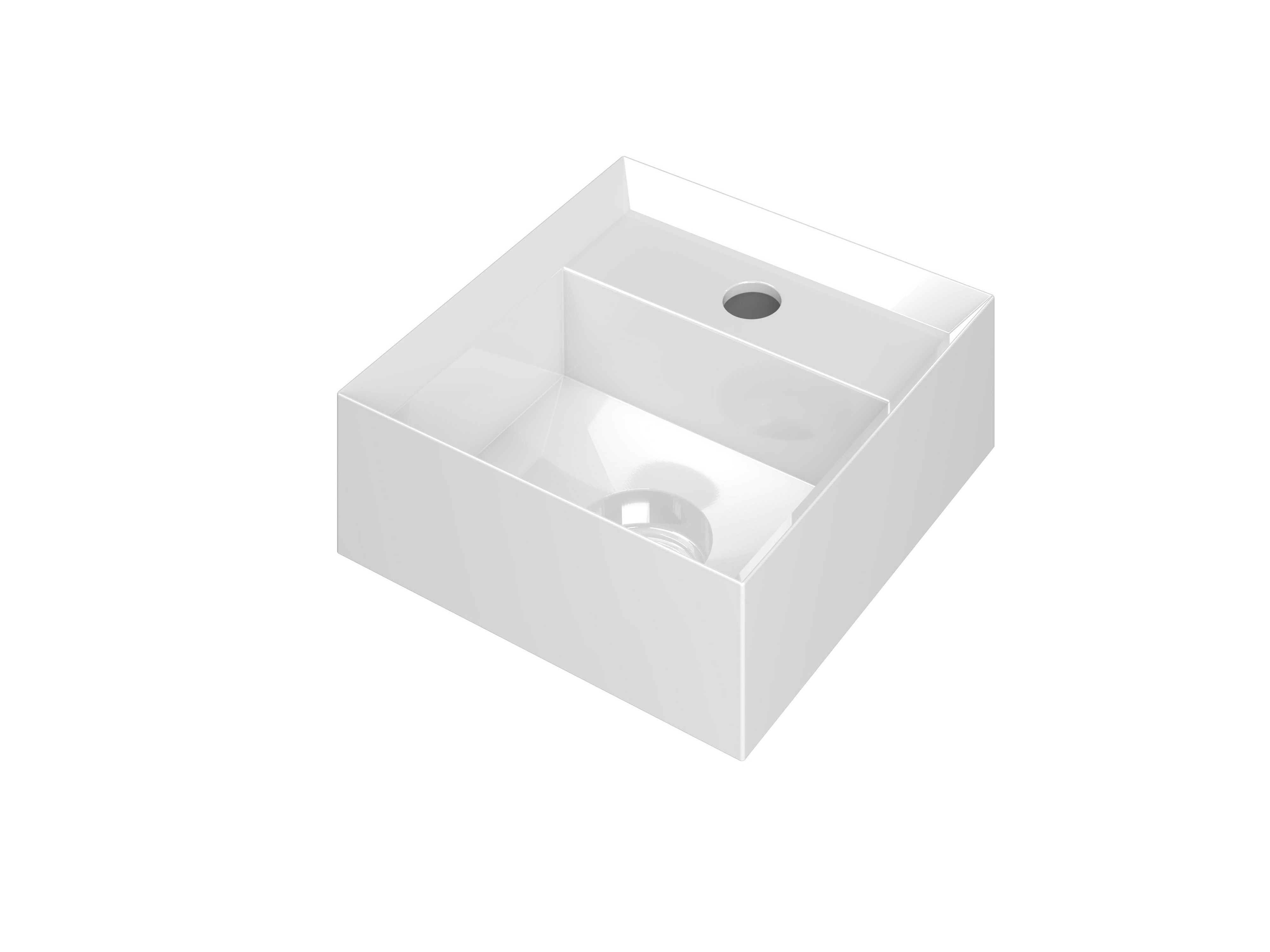 INK Vice Fontein polystone vierkant met krgt. incl. plug 3404220 Glans wit H90xB270xD270