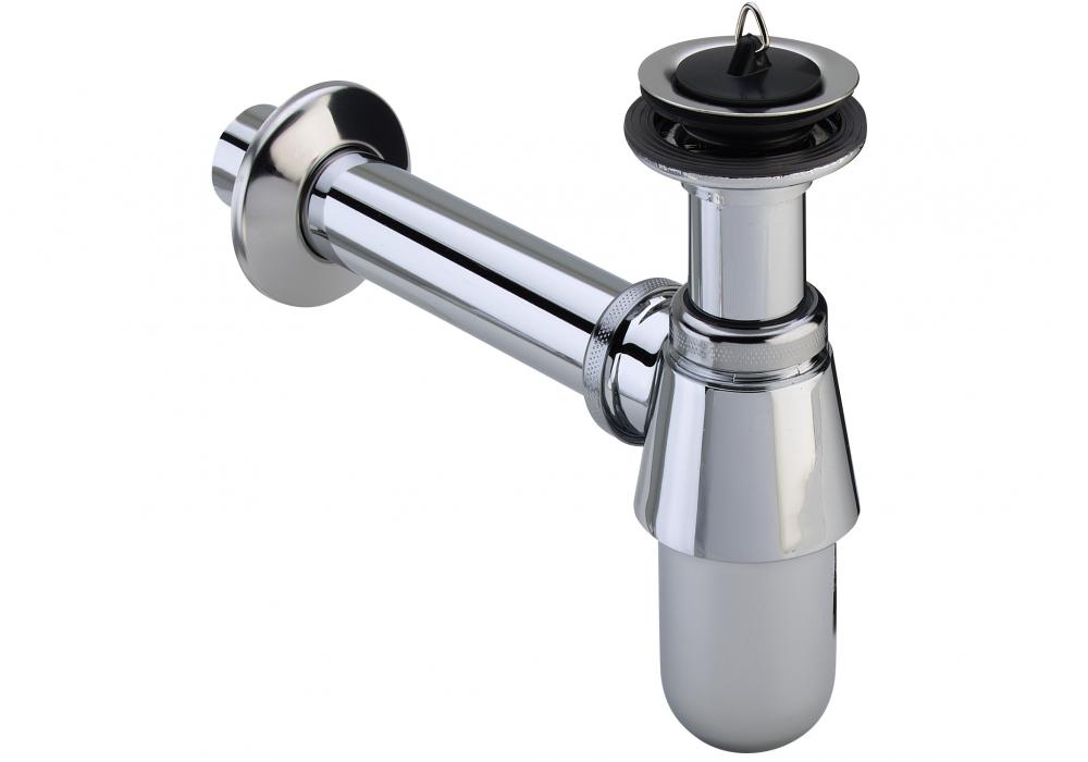 Chroom plugbekersifon m/muurbuis+rozet 1 1/4 (20.711.5)