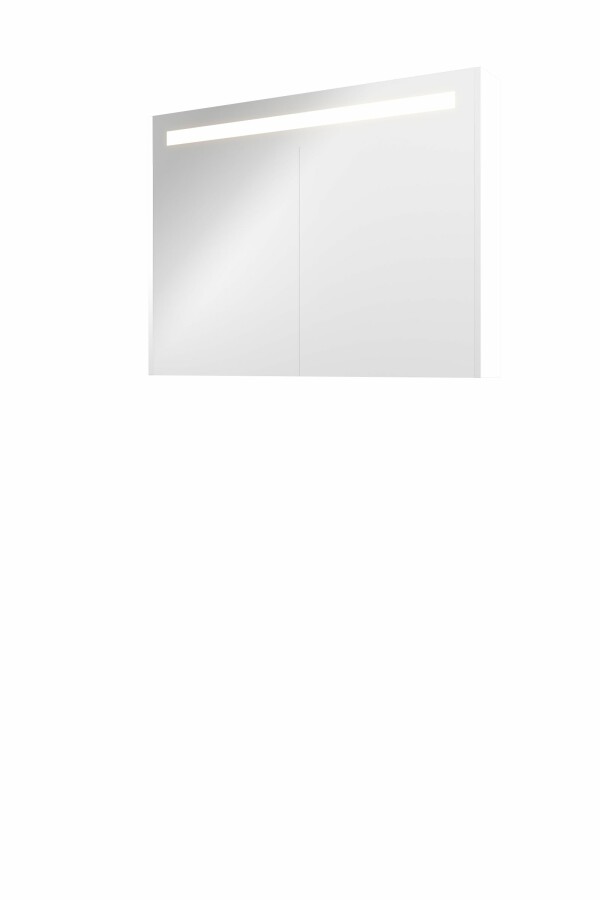Proline spiegelkast Premium met geint. LED verl. 2 deuren 1809455 Mat wit H740xB1000xD140
