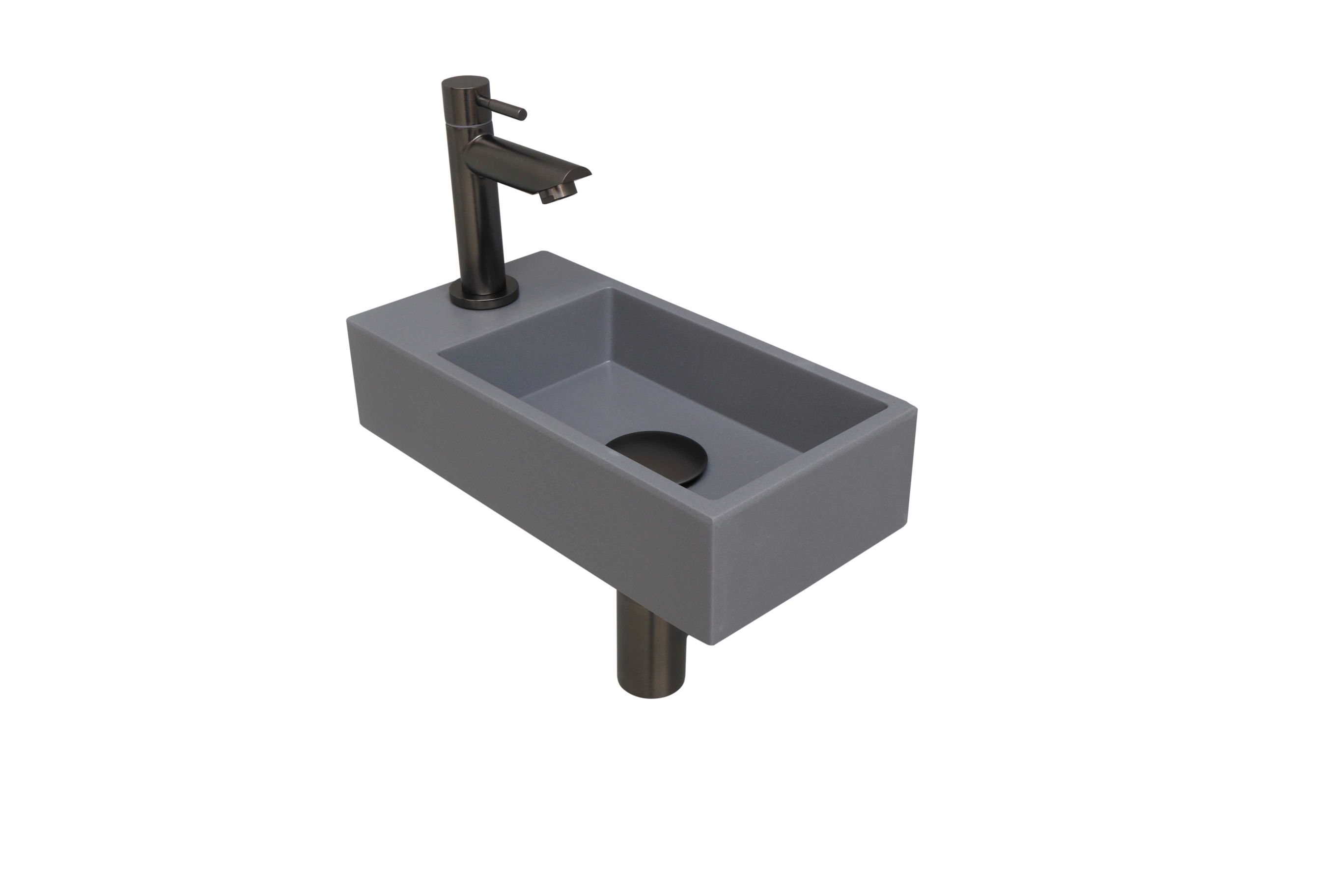 INK fonteinpack Quartz L incl. kraan sifon plug en montageset 1805163 Quartz grijs/gun metal H90xB360xD180