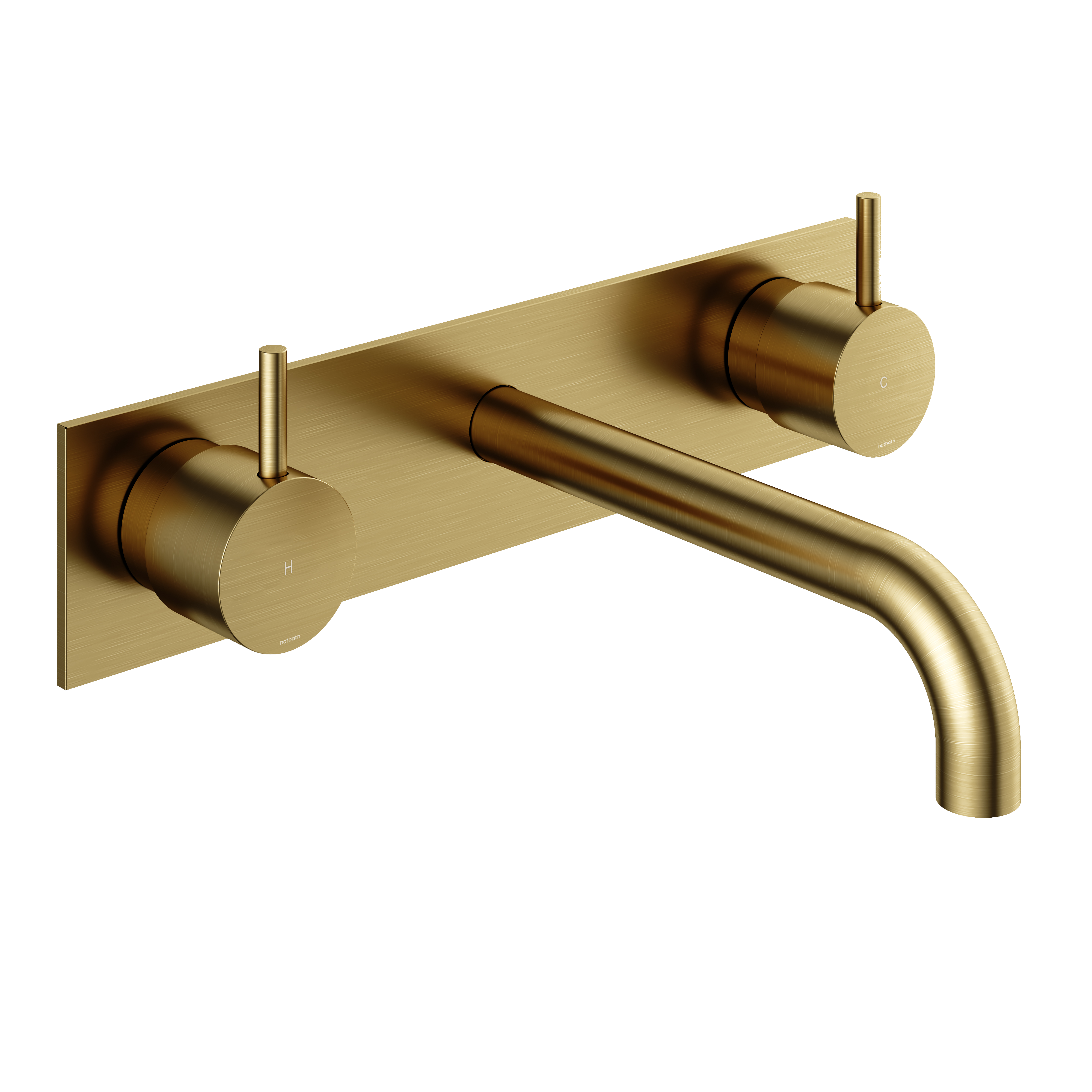 Hotbath Cobber afbouw wastafelmengkraan 3 gats met plaat 18 cm CB006TEXT18BBP Geborsteld Messing PVD