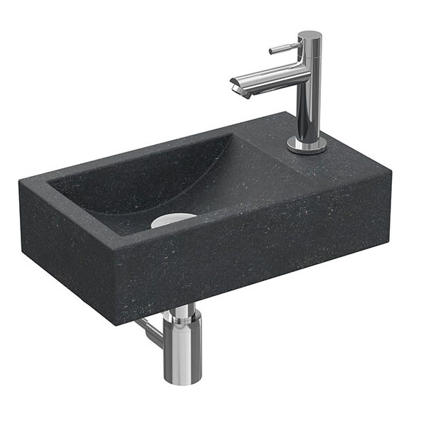 Basic Hit pack hardsteen m. krgt. R fontein kraan sifon plug + bev. H100xB400xD230 Hardsteen/Chroom / 1805230