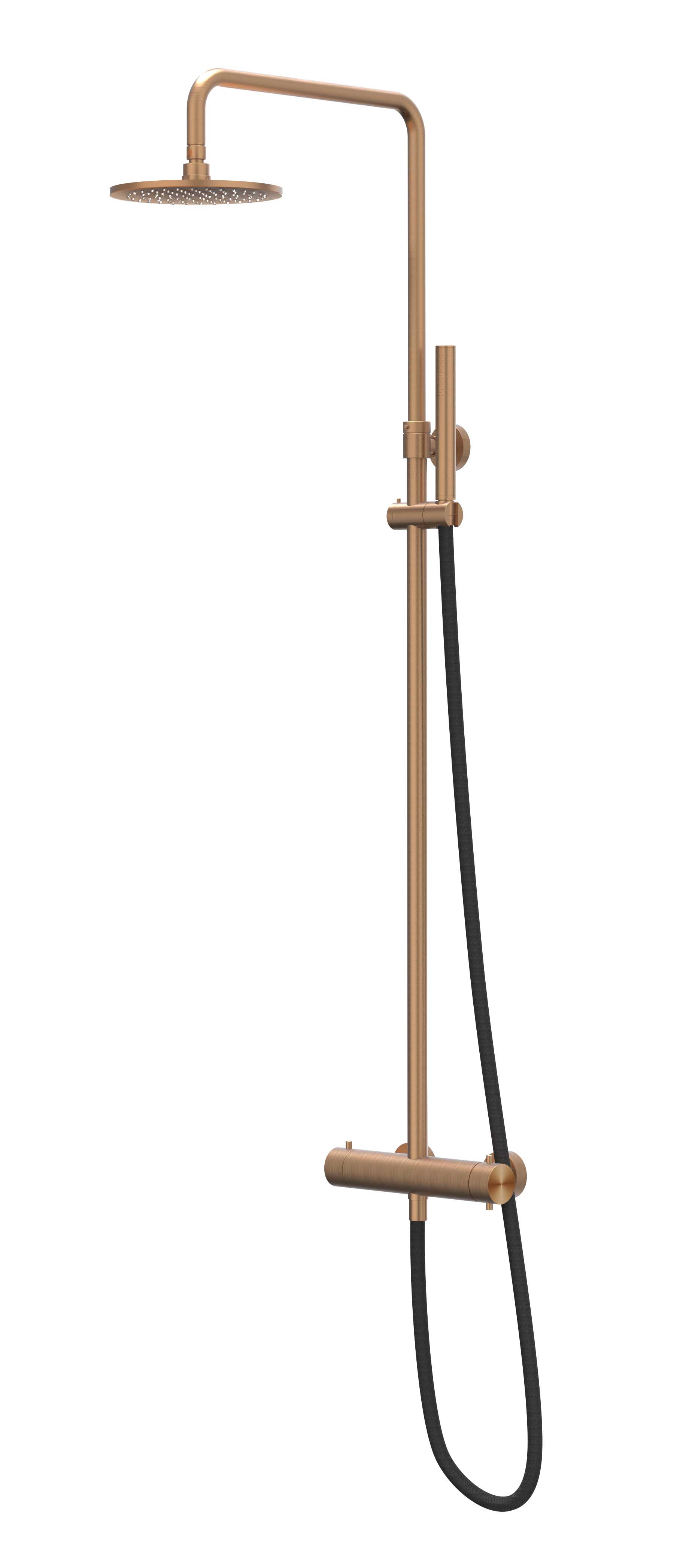 IVY Concord Doucheset opbouw set R20cm me en staafmodel CSC1IGKAA RVS316 gebr. mat koper PVD