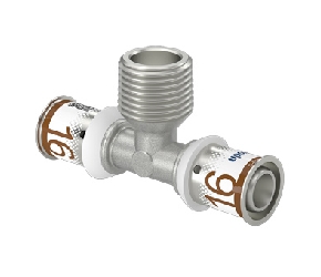 Uponor S-Press Plus pers verloop teestuk buitendraad 16mm x 1/2 x 16mm  (1070592) (10)